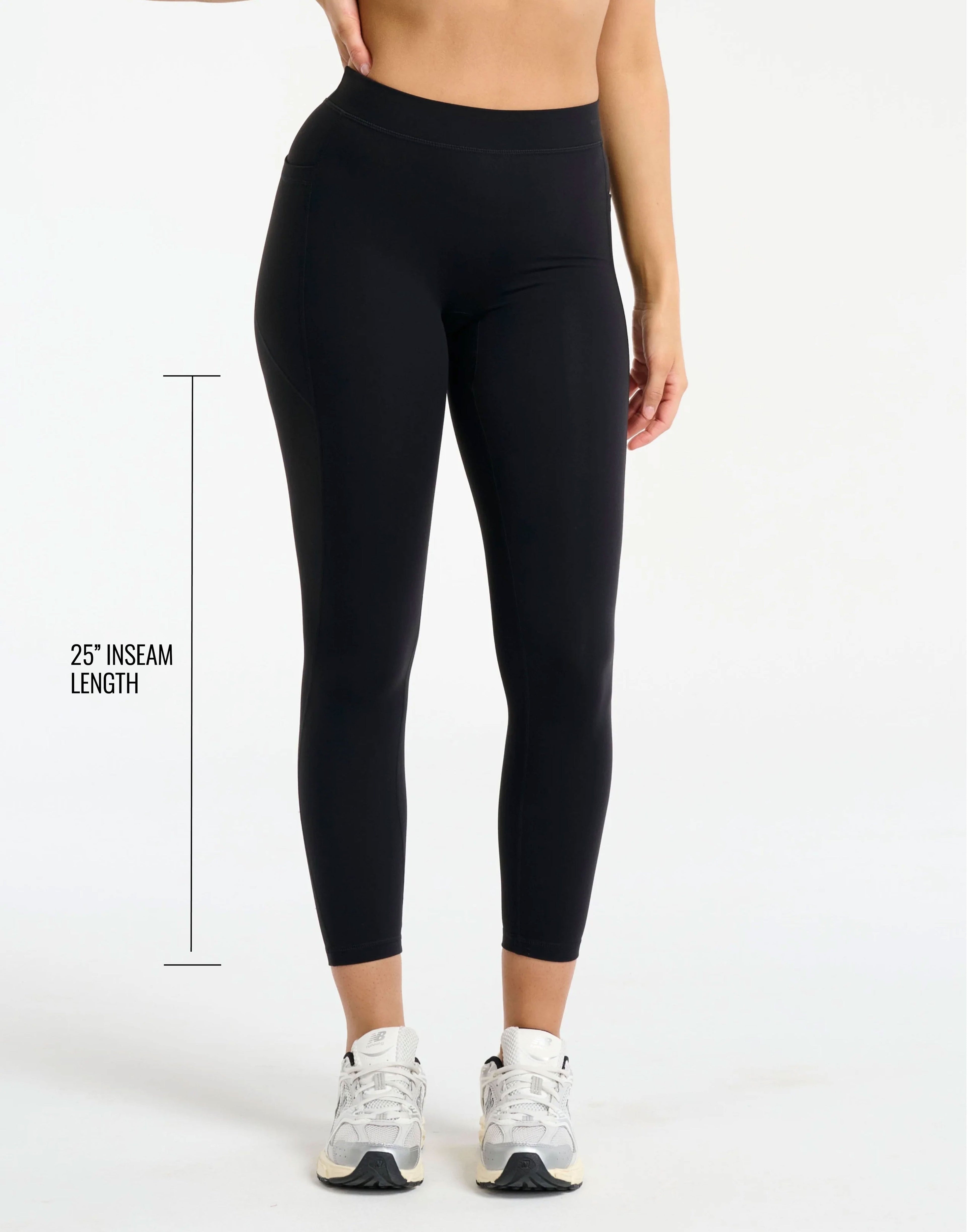 Ascend Pocket Mid-Waist Leggings 25" - Black
