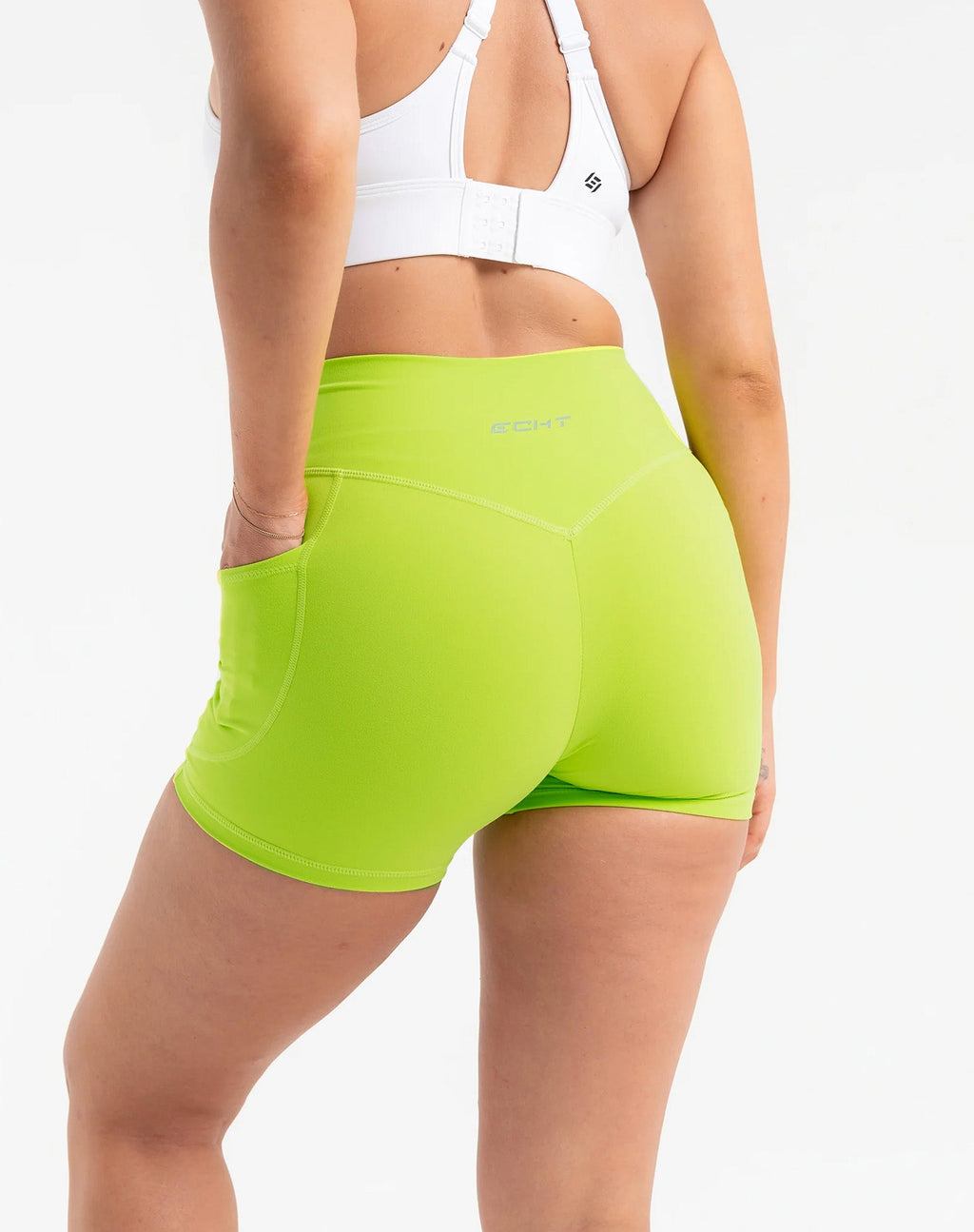 Ascend Pocket Shorts 4" - Lime Green