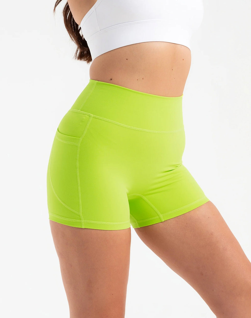 Ascend Pocket Shorts 4" - Lime Green