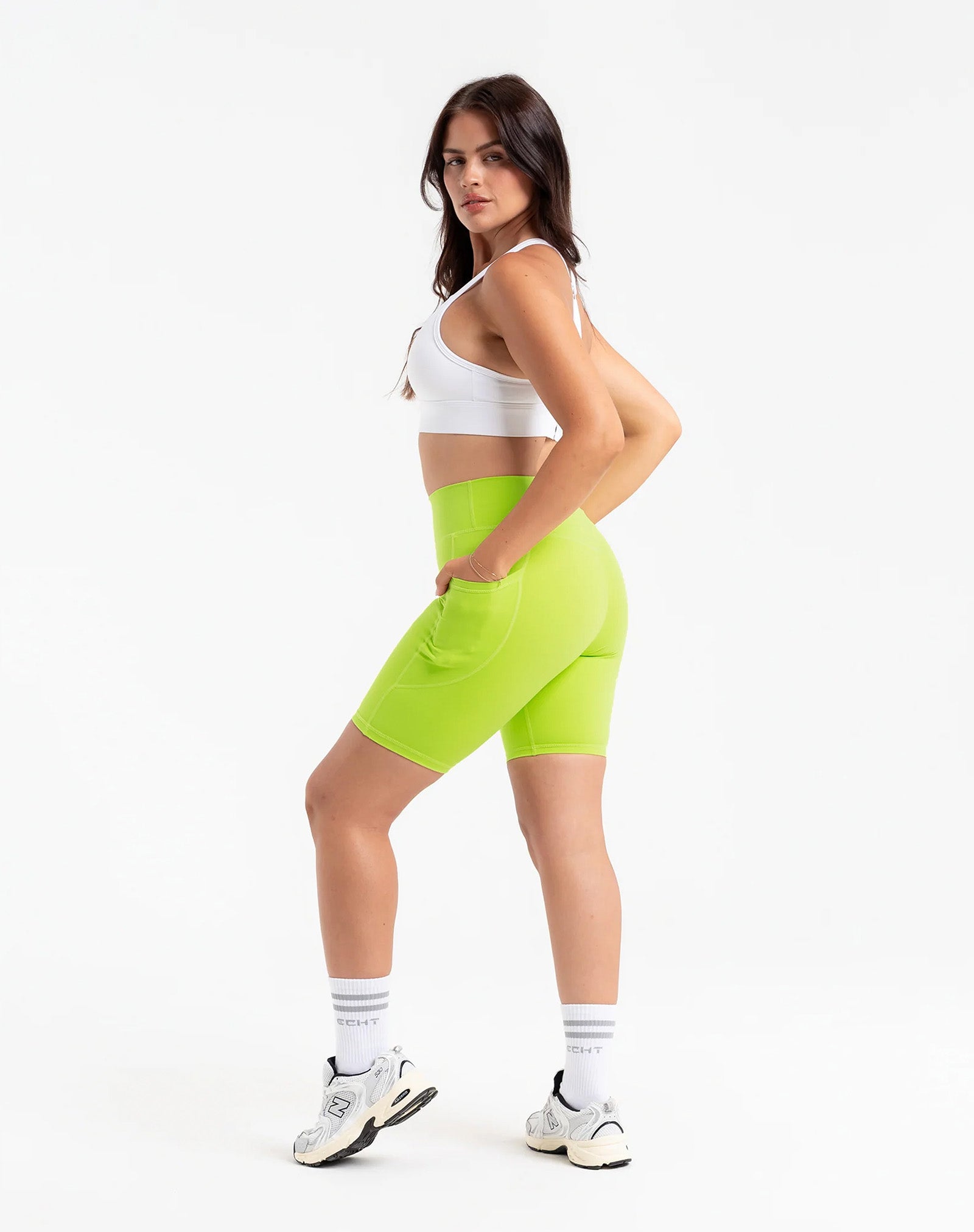 Ascend Pocket Shorts 8" - Lime Green