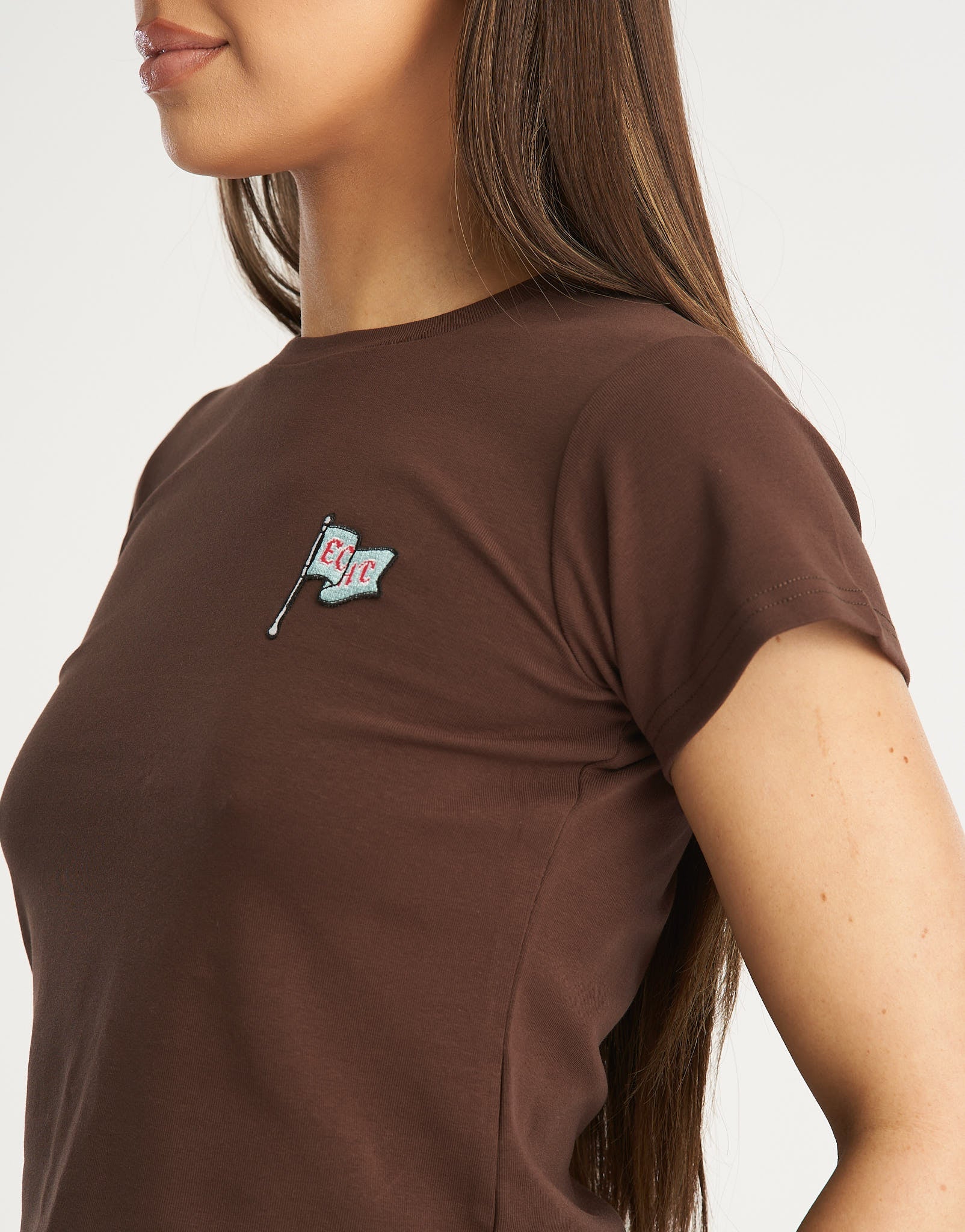 Flag Baby Tee - Fudge Brown