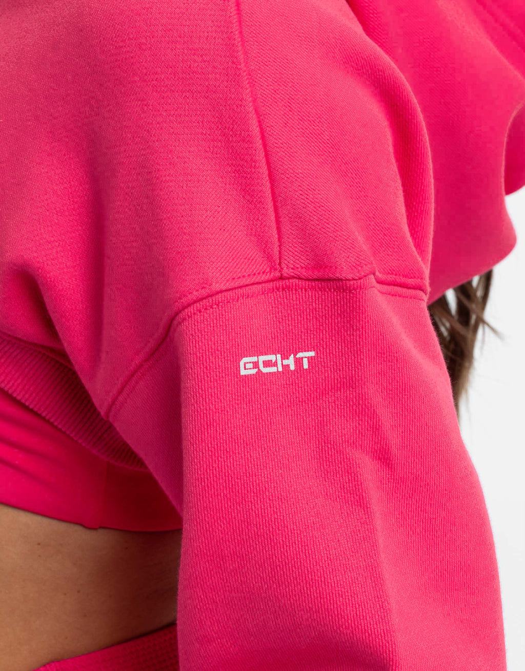 Cropped High Cut Hoodie - Bright Pink