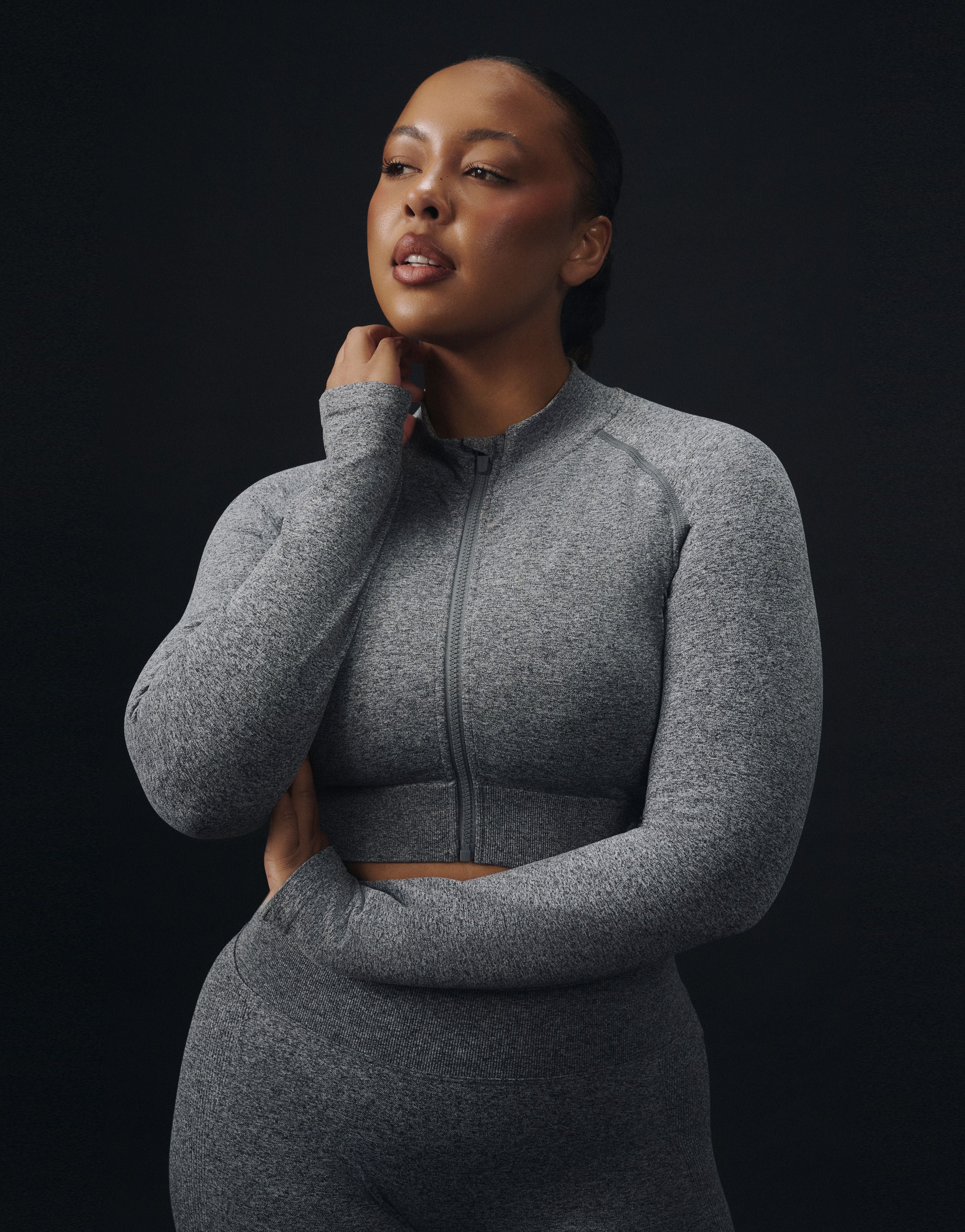 Arise Essential Zip-Up Long Sleeve - Charcoal