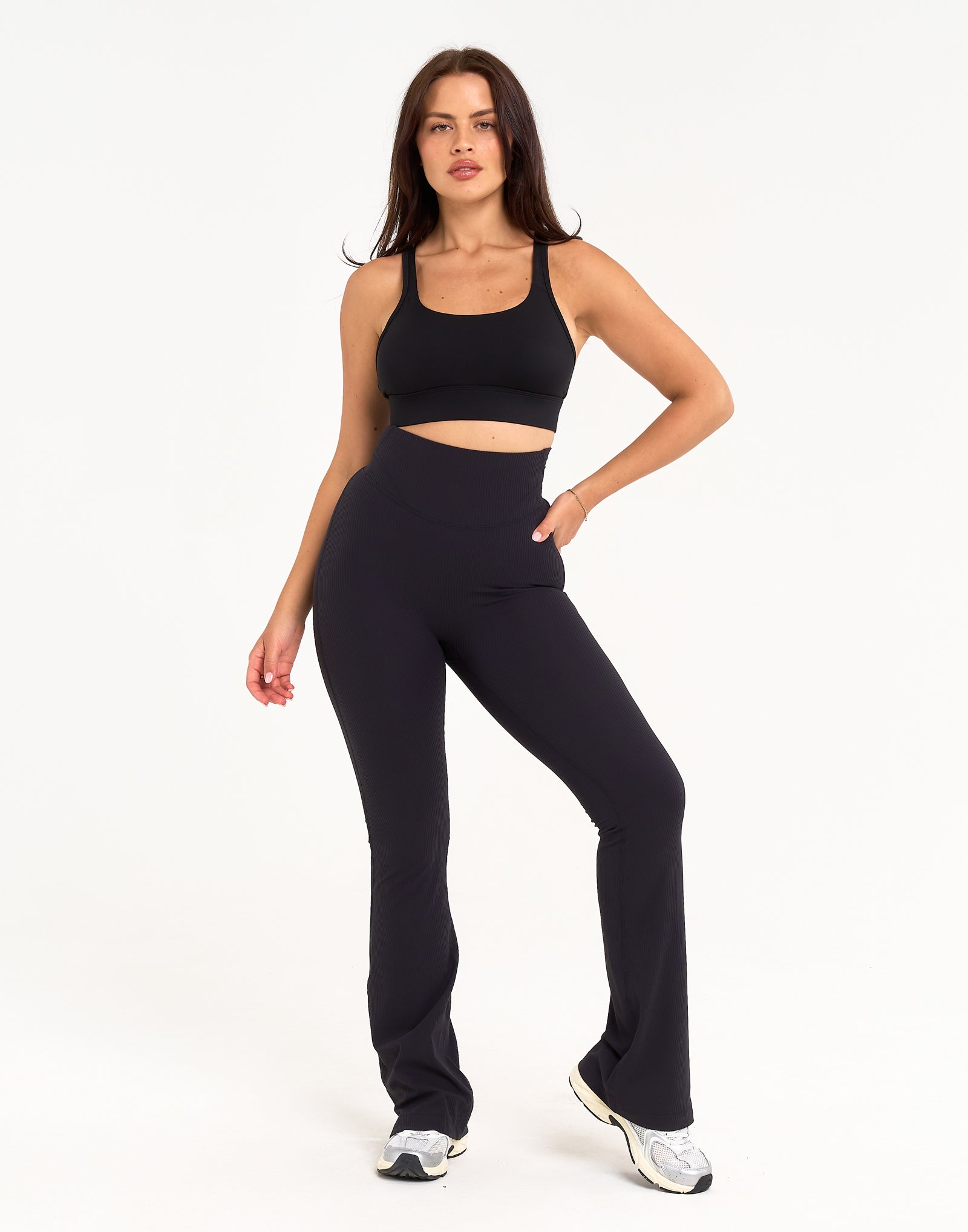 Flare Ribbed Leggings V2 - Black