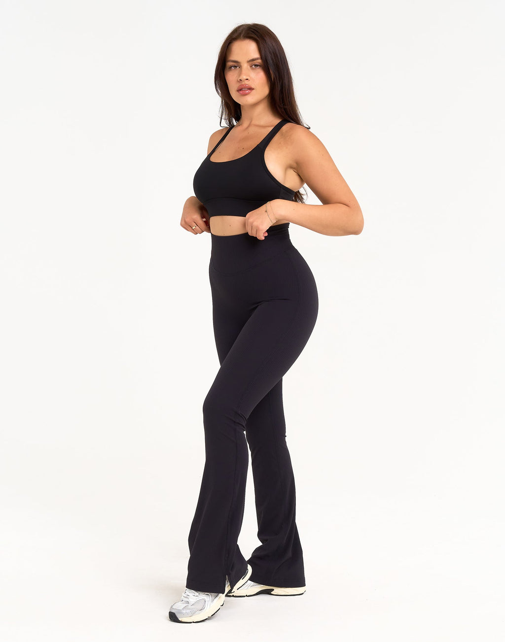 Flare Ribbed Leggings V2 - Black