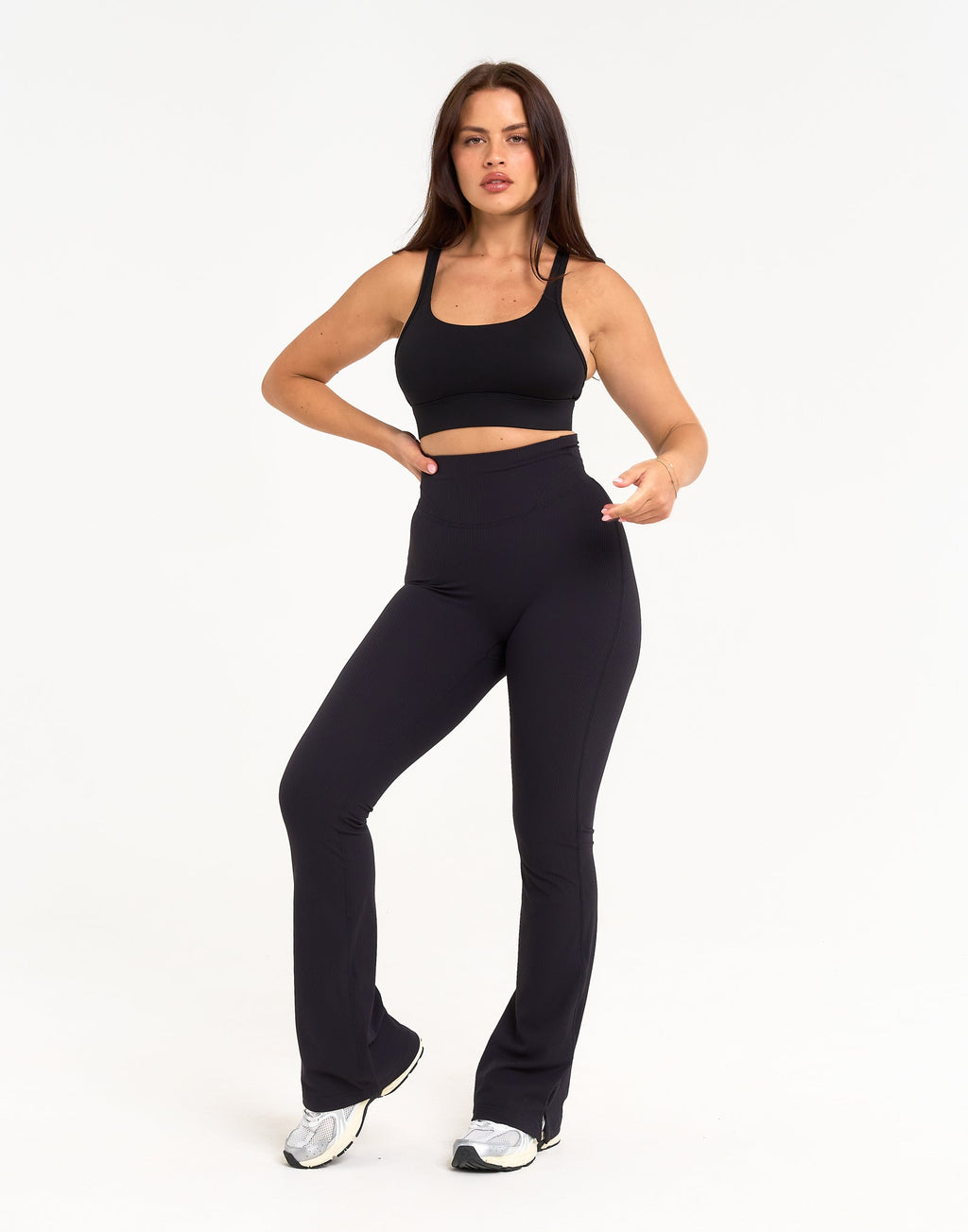 Flare Ribbed Leggings V2 - Black