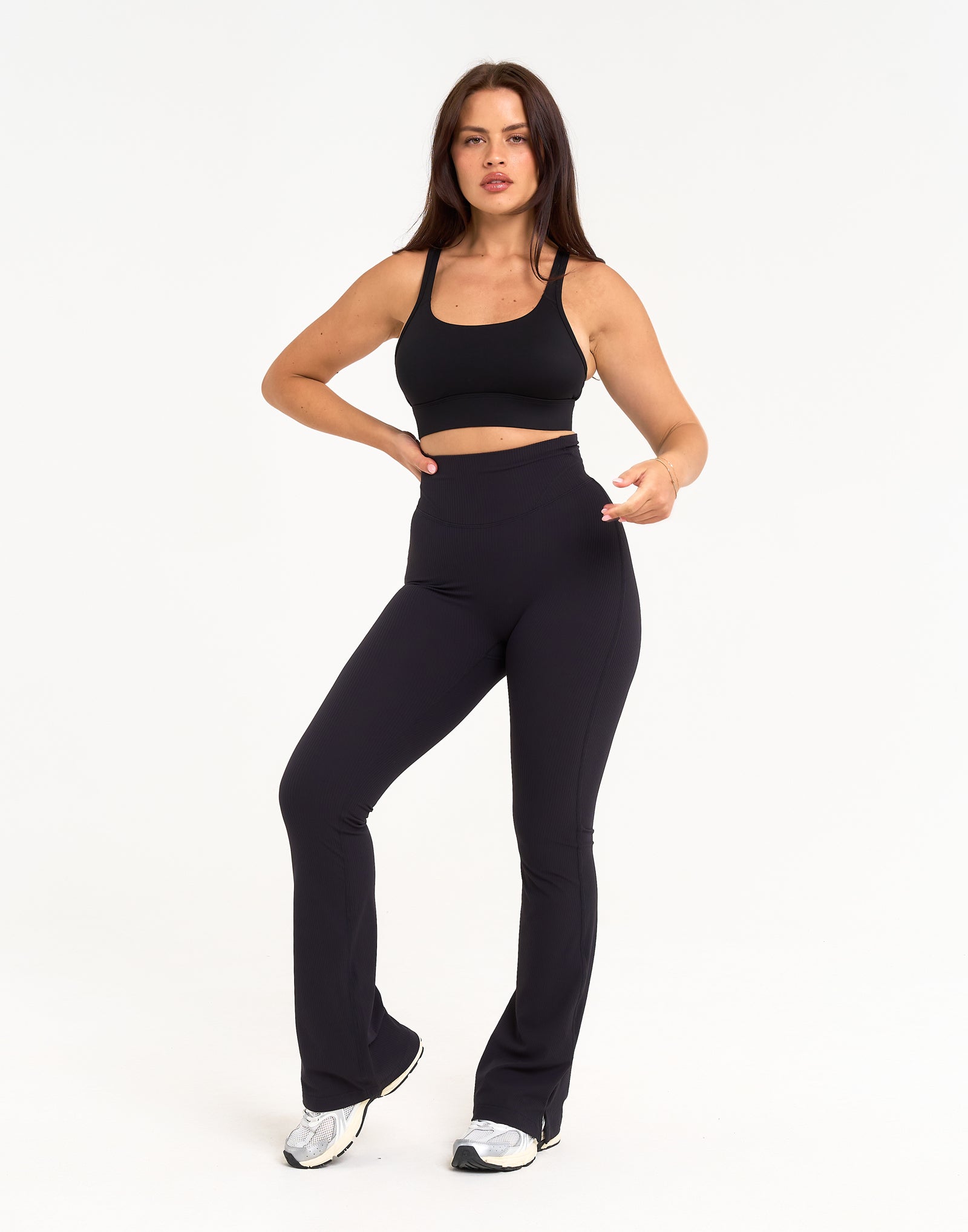 Flare Ribbed Leggings V2 - Black