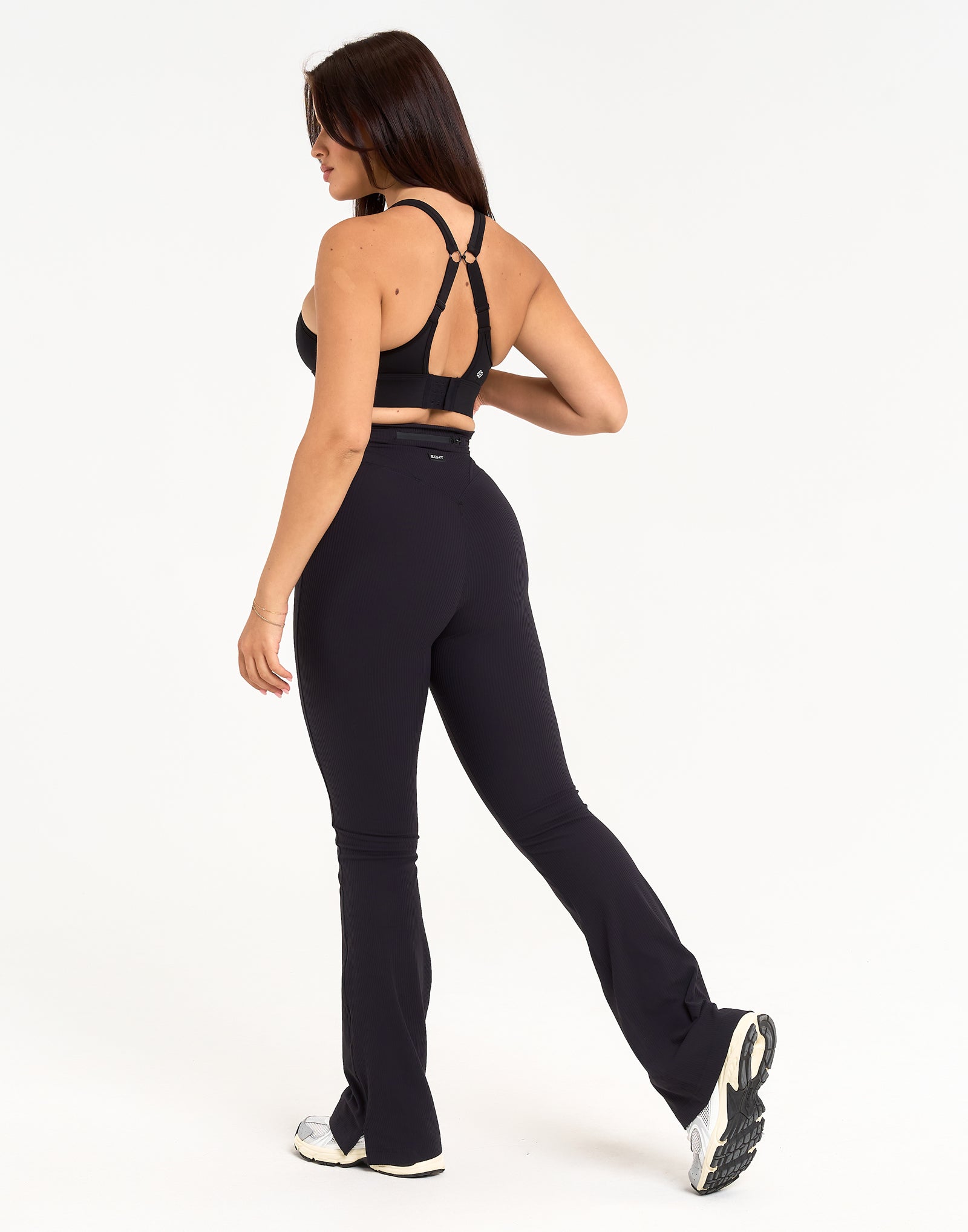 Flare Ribbed Leggings V2 - Black