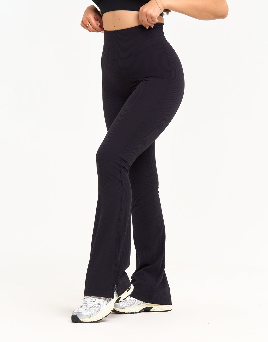 Flare Ribbed Leggings V2 - Black