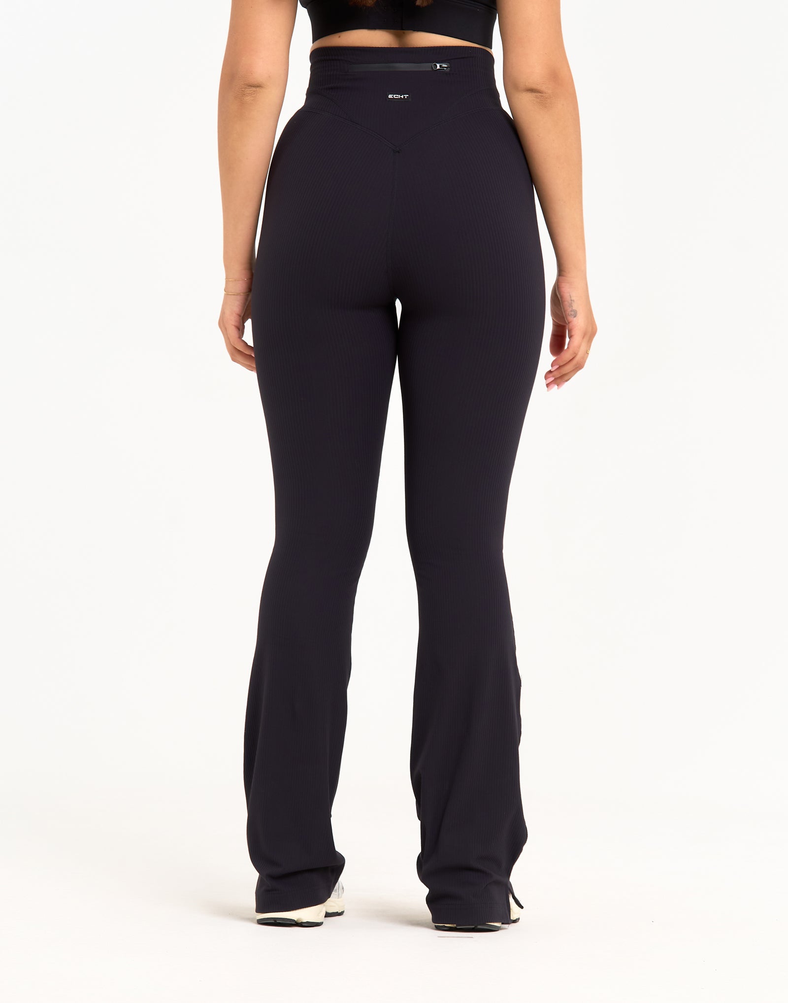 Flare Ribbed Leggings V2 - Black