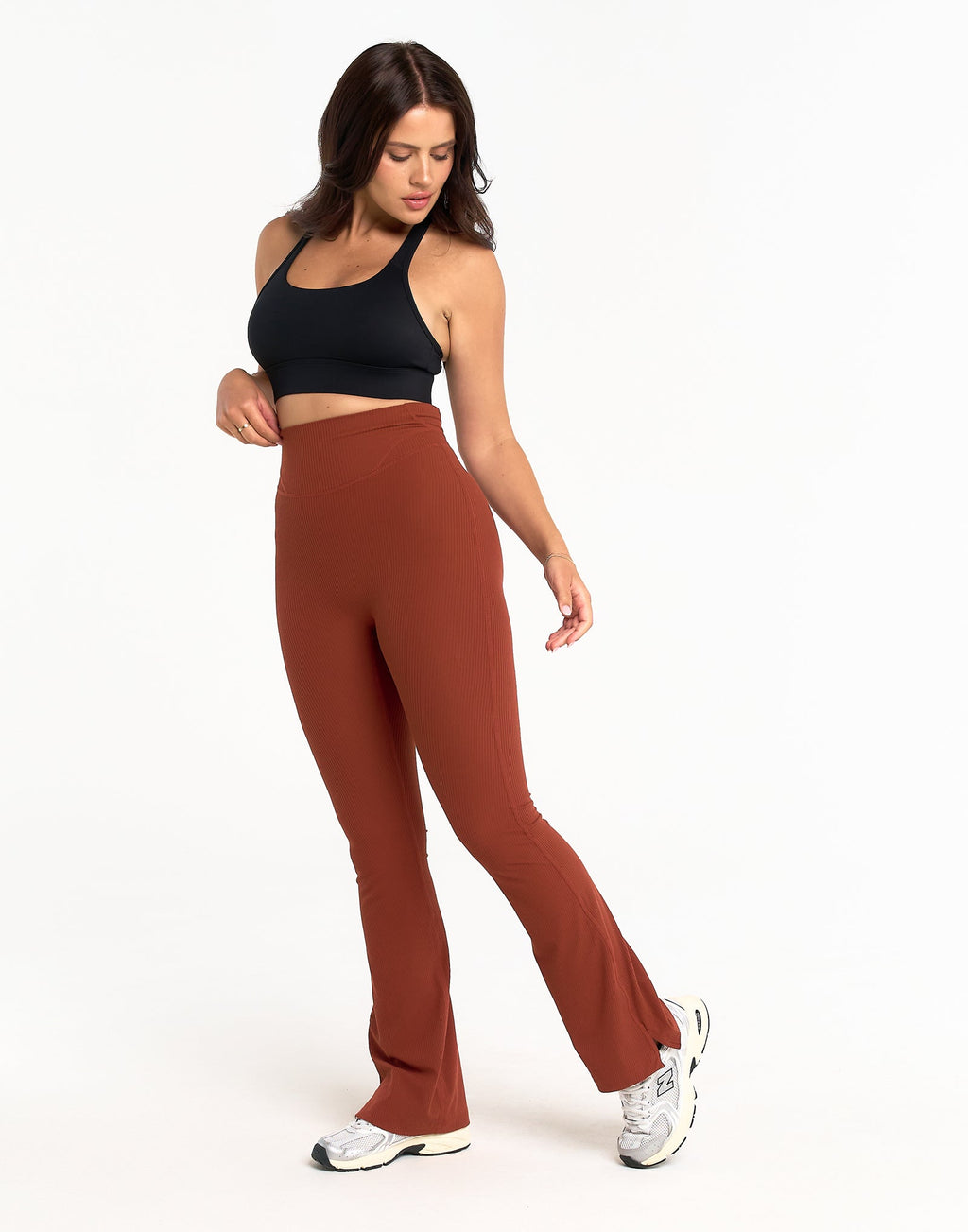 Flare Ribbed Leggings V2 - Brown
