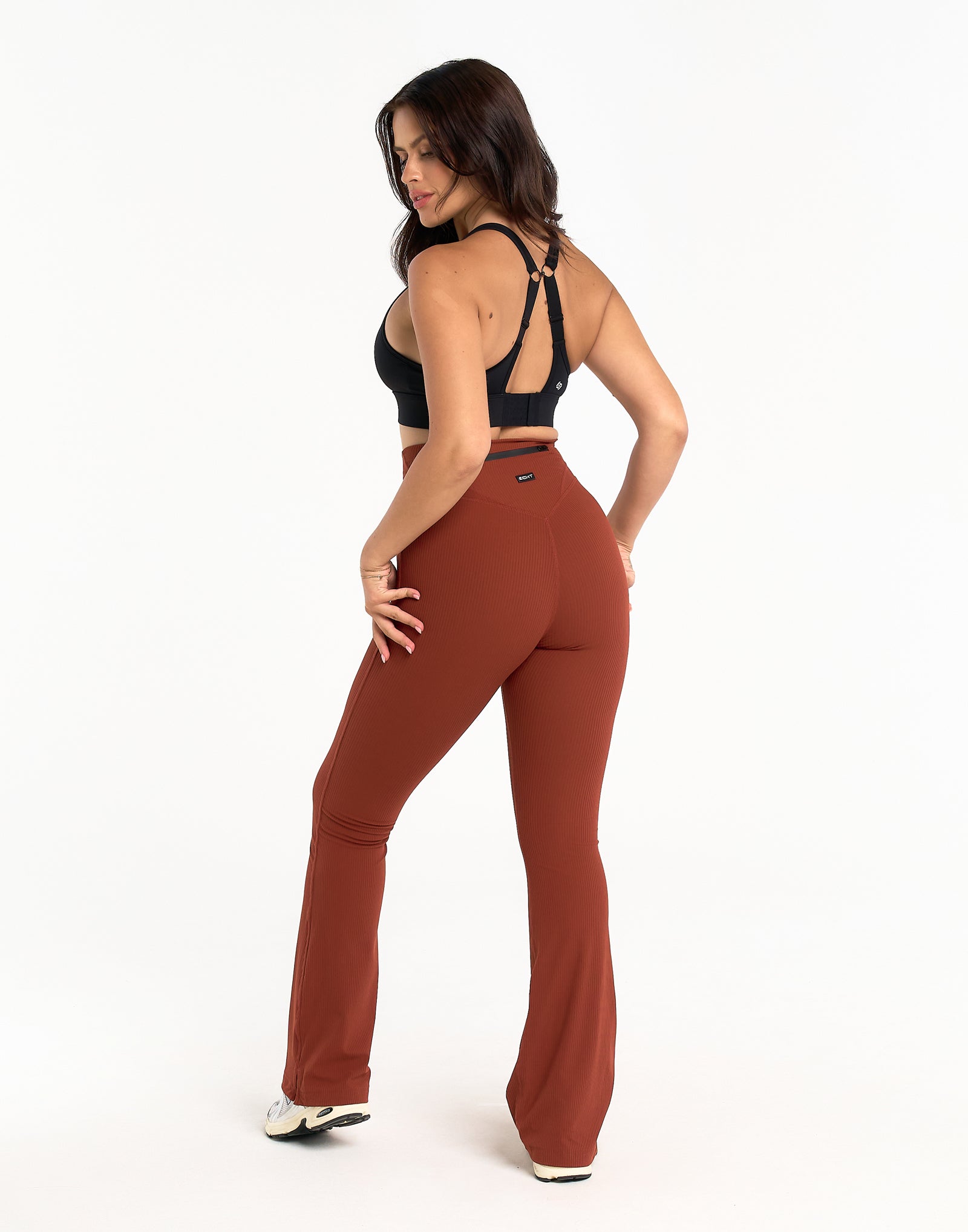 Flare Ribbed Leggings V2 - Brown
