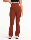 Flare Ribbed Leggings V2 - Brown