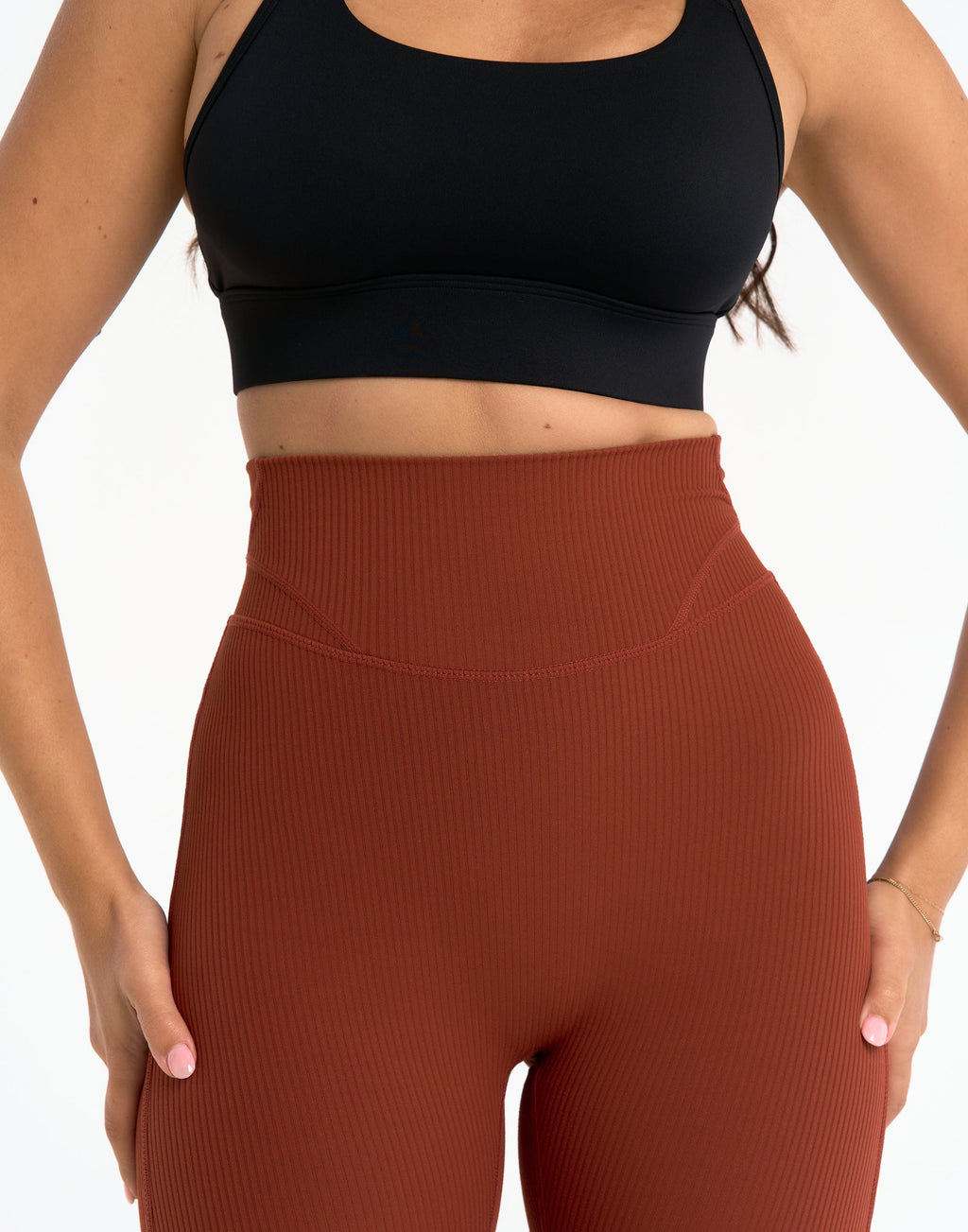 Flare Ribbed Leggings V2 - Brown