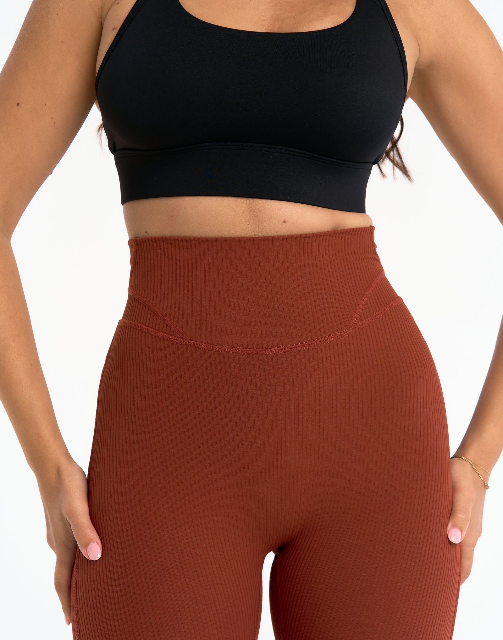 Flare Ribbed Leggings V2 - Brown