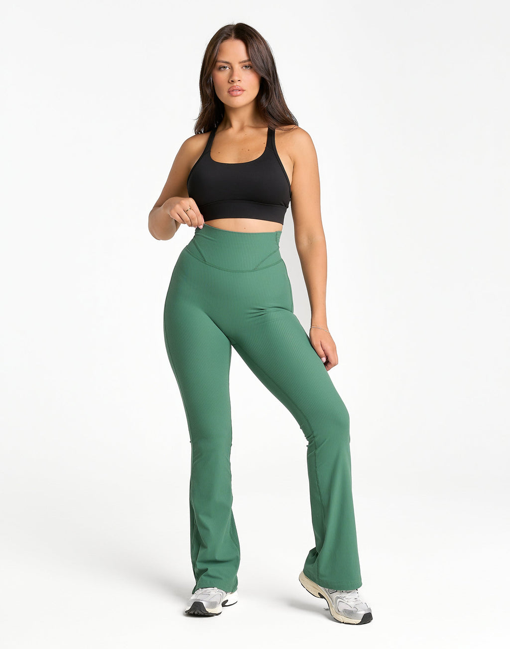 Flare Ribbed Leggings V2 - Green