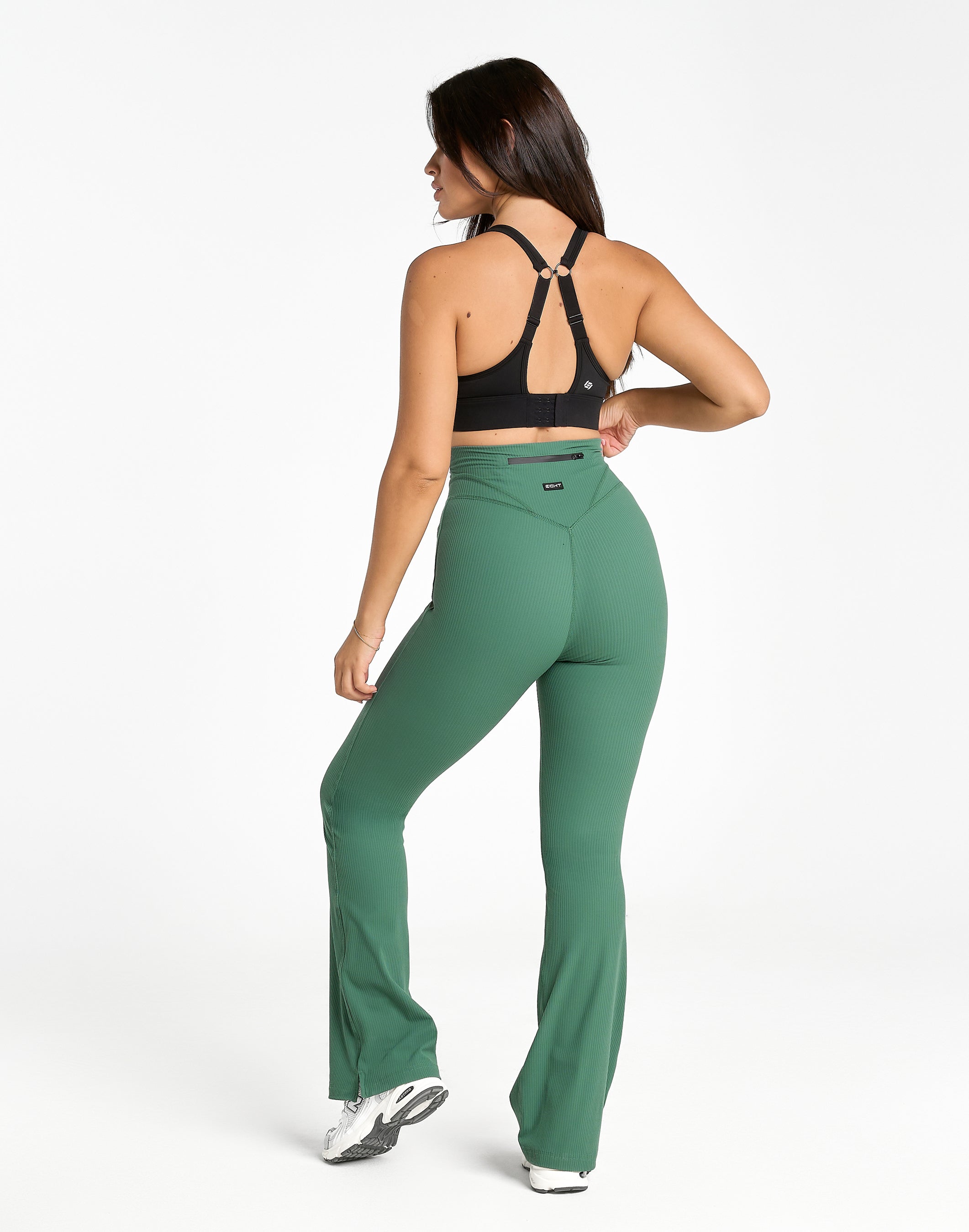 Flare Ribbed Leggings V2 - Green
