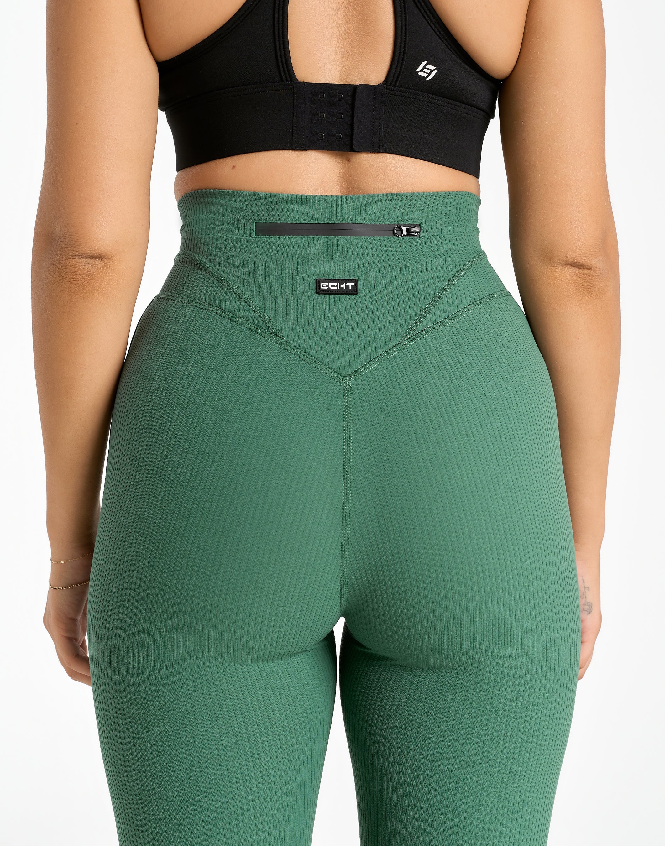 Flare Ribbed Leggings V2 - Green