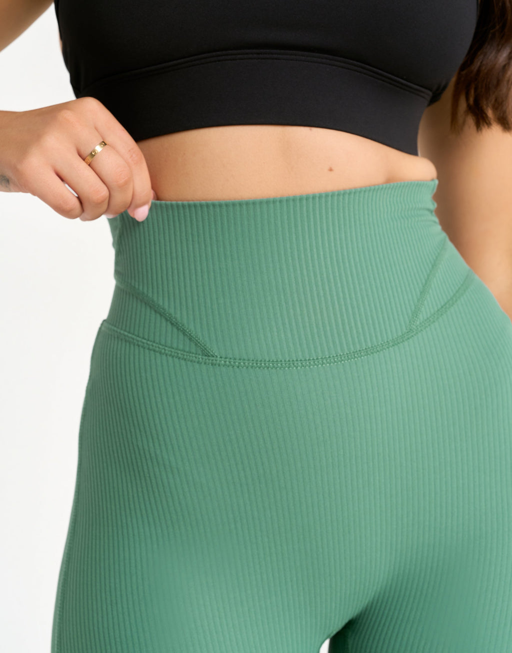 Flare Ribbed Leggings V2 - Green