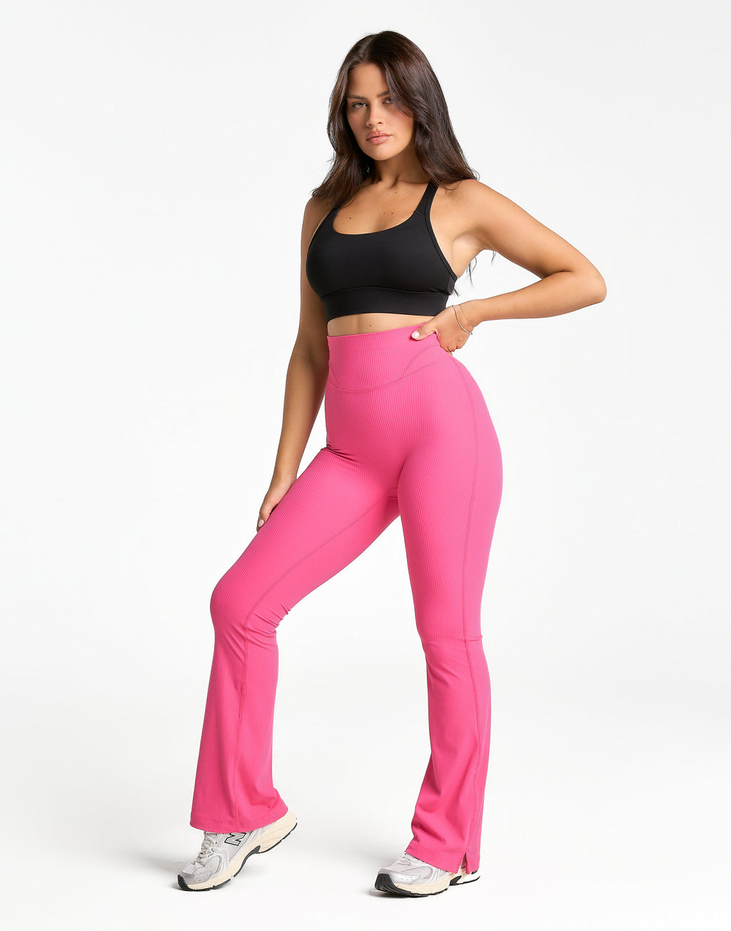 Flare Ribbed Leggings V2 - Pink