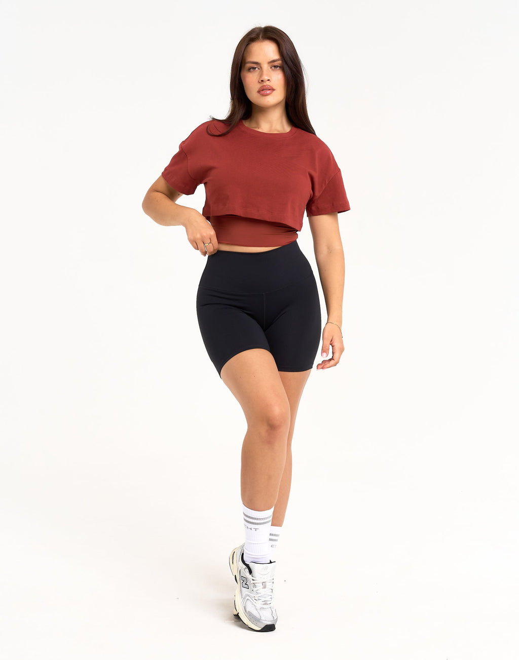 Layered Cropped Tee - Brown