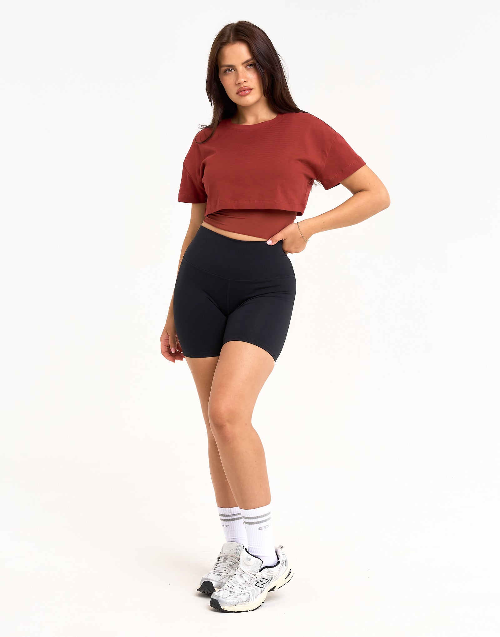 Layered Cropped Tee - Brown