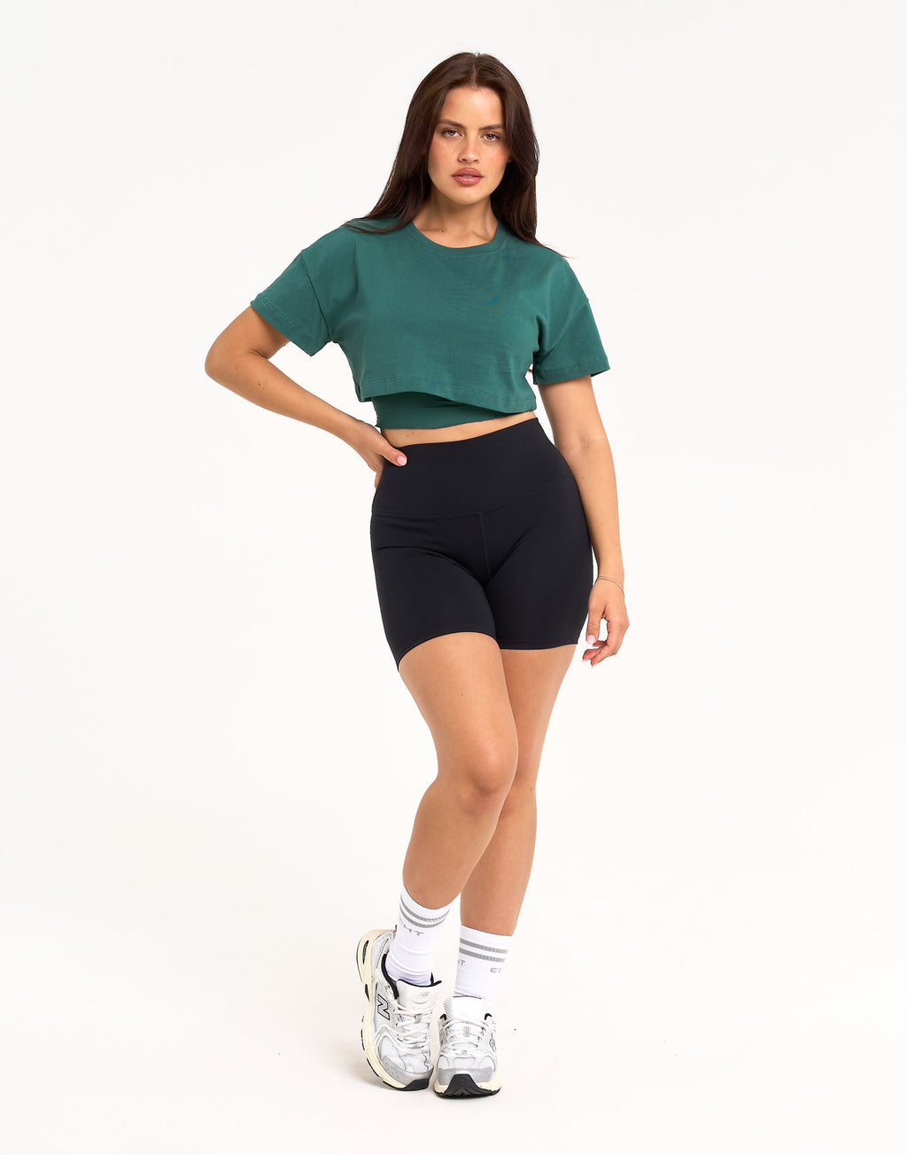 Layered Cropped Tee - Green