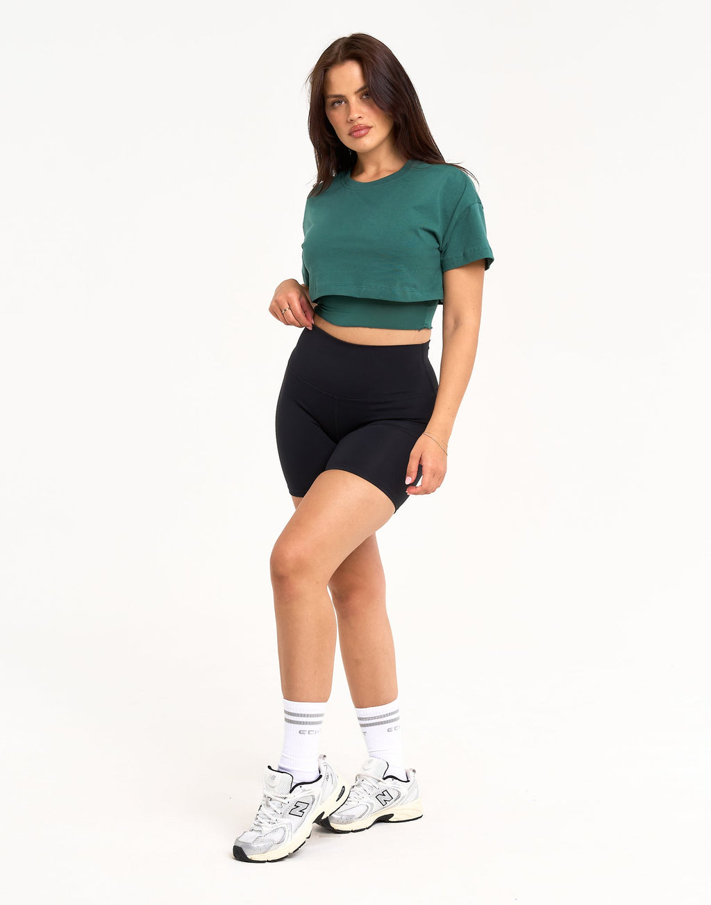 Layered Cropped Tee - Green