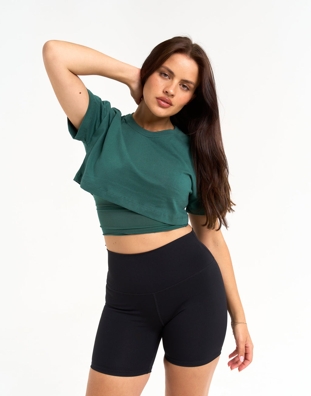 Layered Cropped Tee - Green