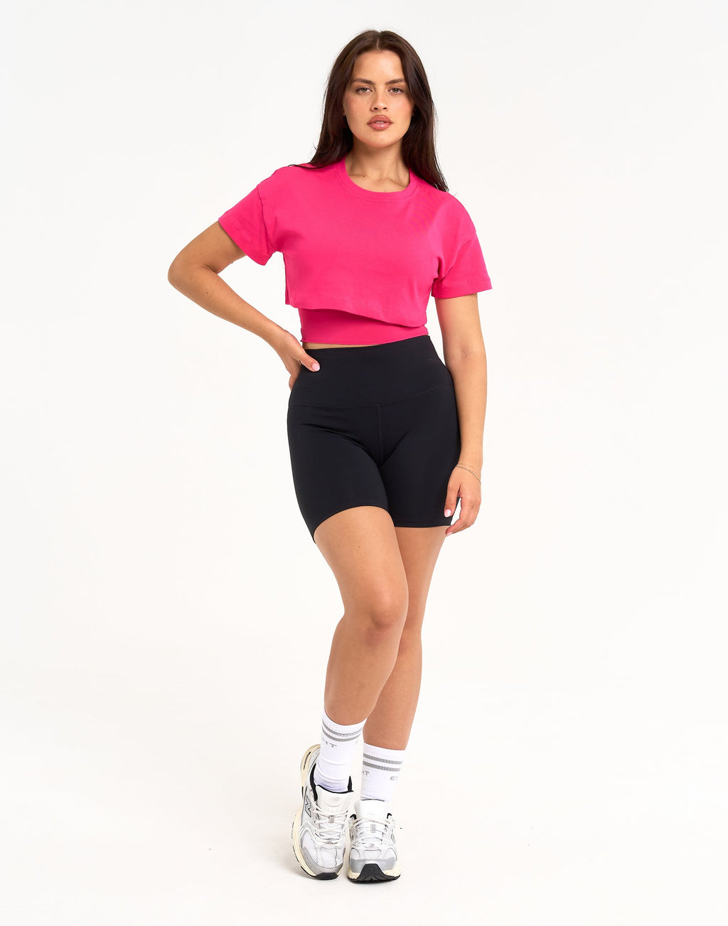 Layered Cropped Tee - Pink