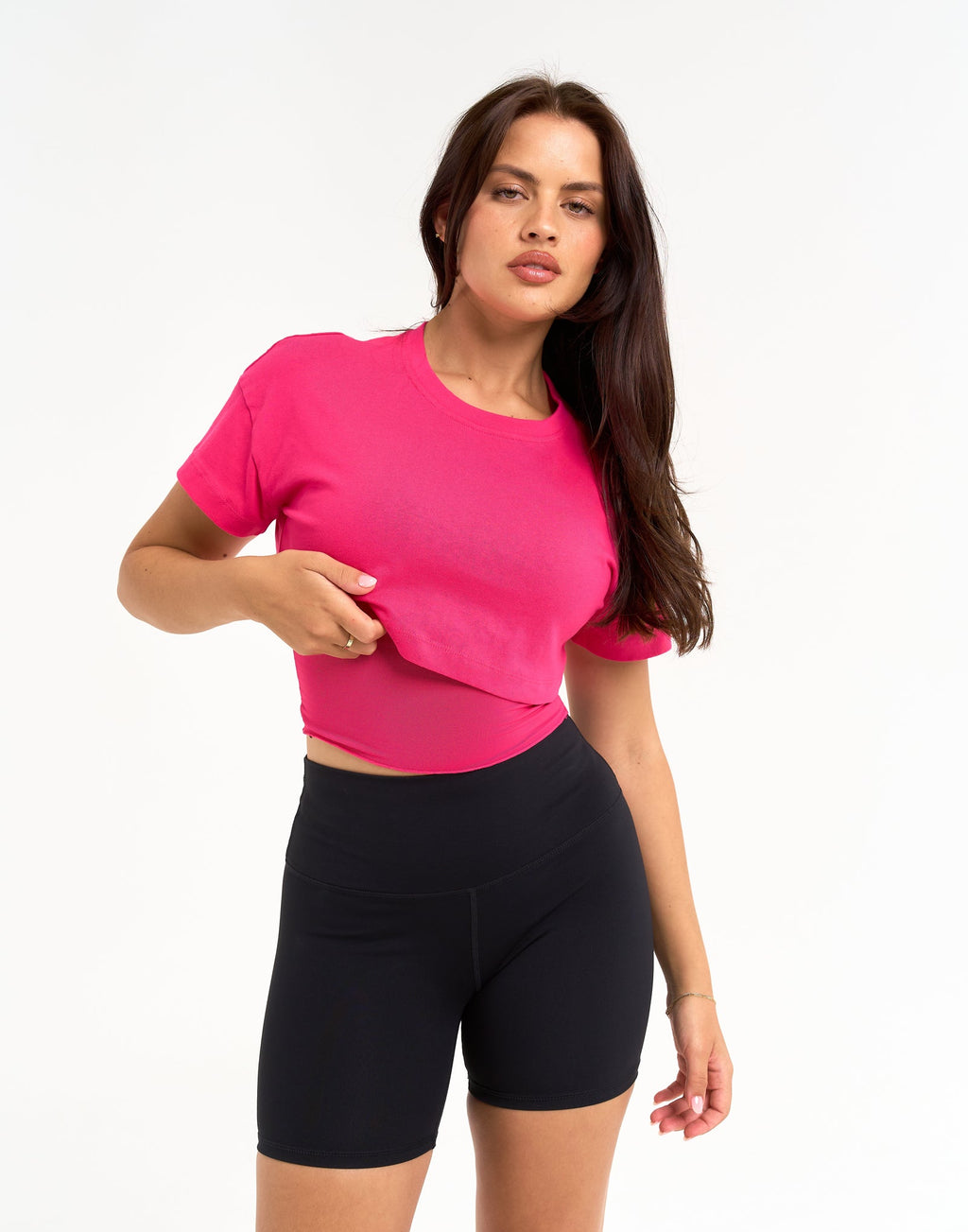 Layered Cropped Tee - Pink