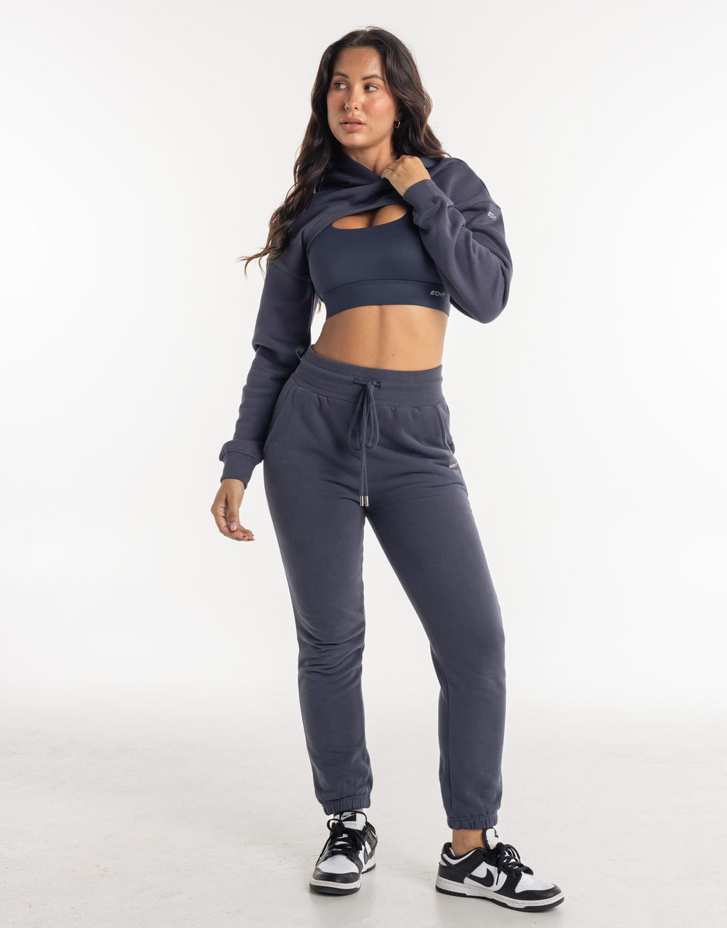 Cropped High Cut Hoodie - Smoke Grey