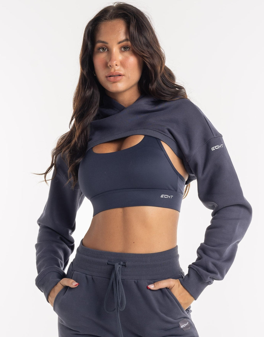 Cropped High Cut Hoodie - Smoke Grey