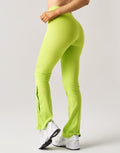 Snap Flare Leggings - Lime Green