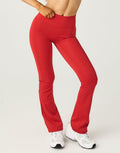 Snap Flare Leggings - Scarlet Red