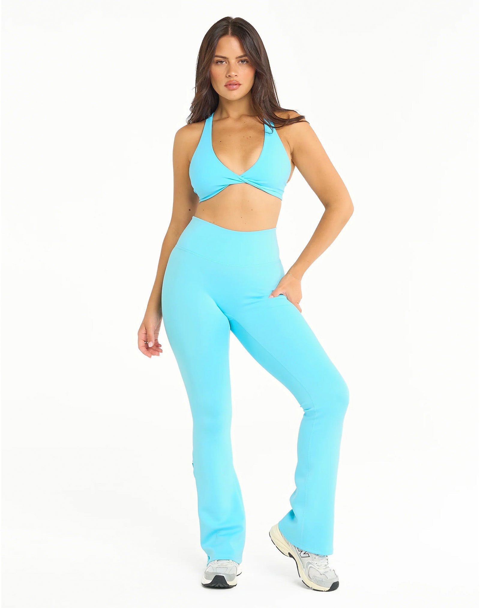 Snap Flare Leggings - Baby Blue
