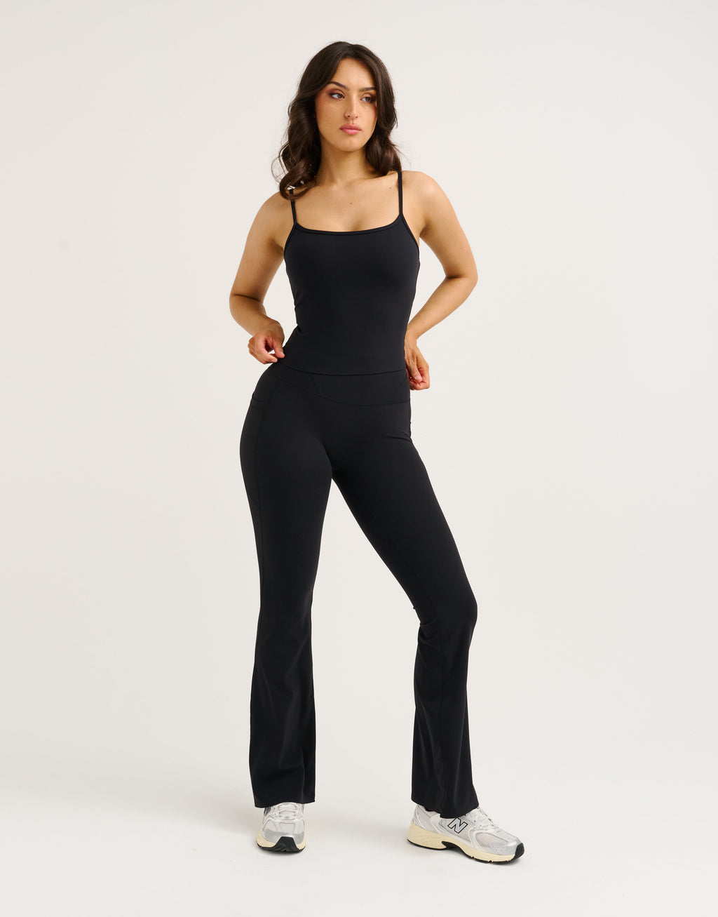 Lycra Invisible Scrunch Pocket Flare Leggings - Black