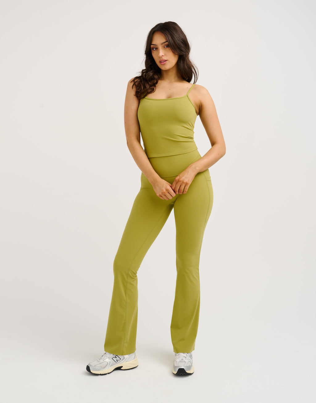 Lycra Invisible Scrunch Pocket Flare Leggings - Olive