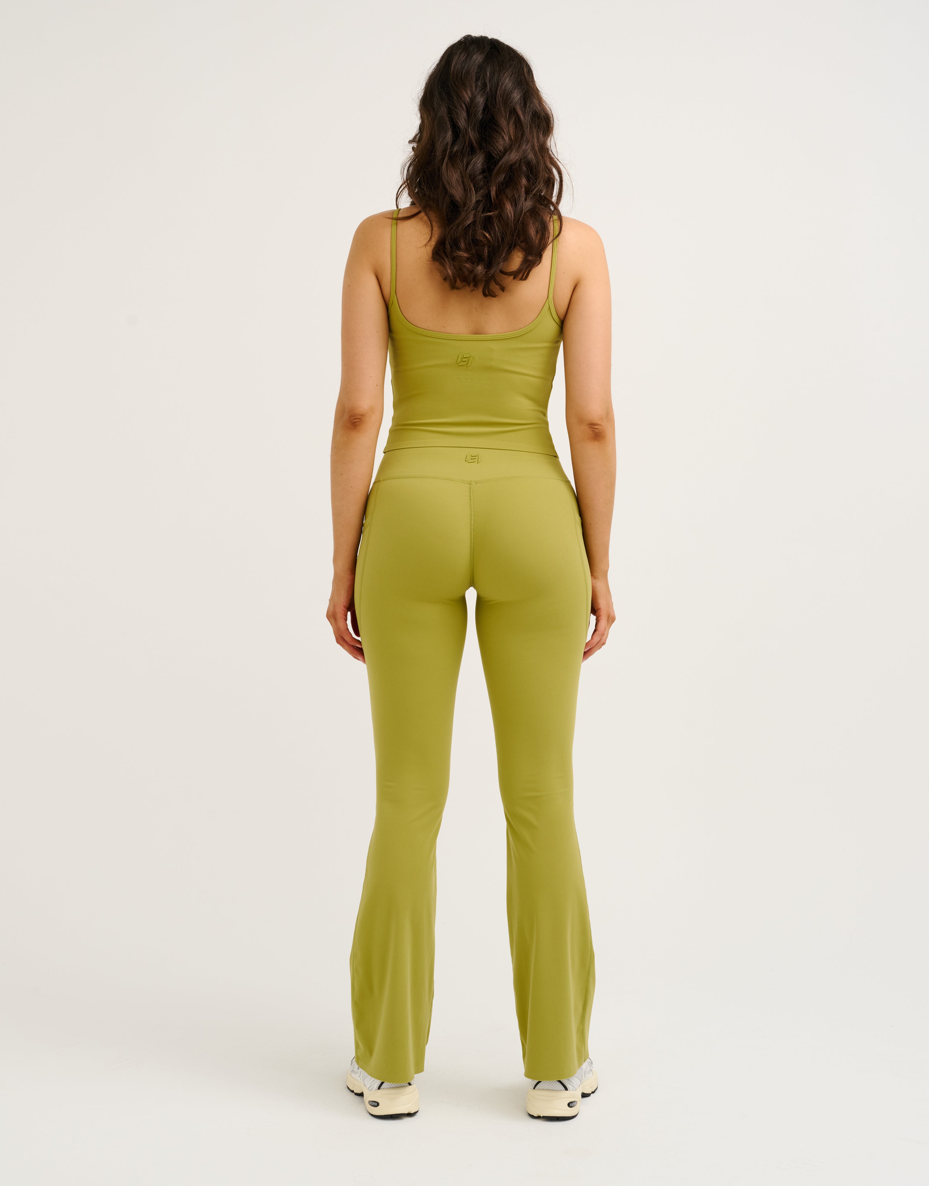 Lycra Invisible Scrunch Pocket Flare Leggings - Olive