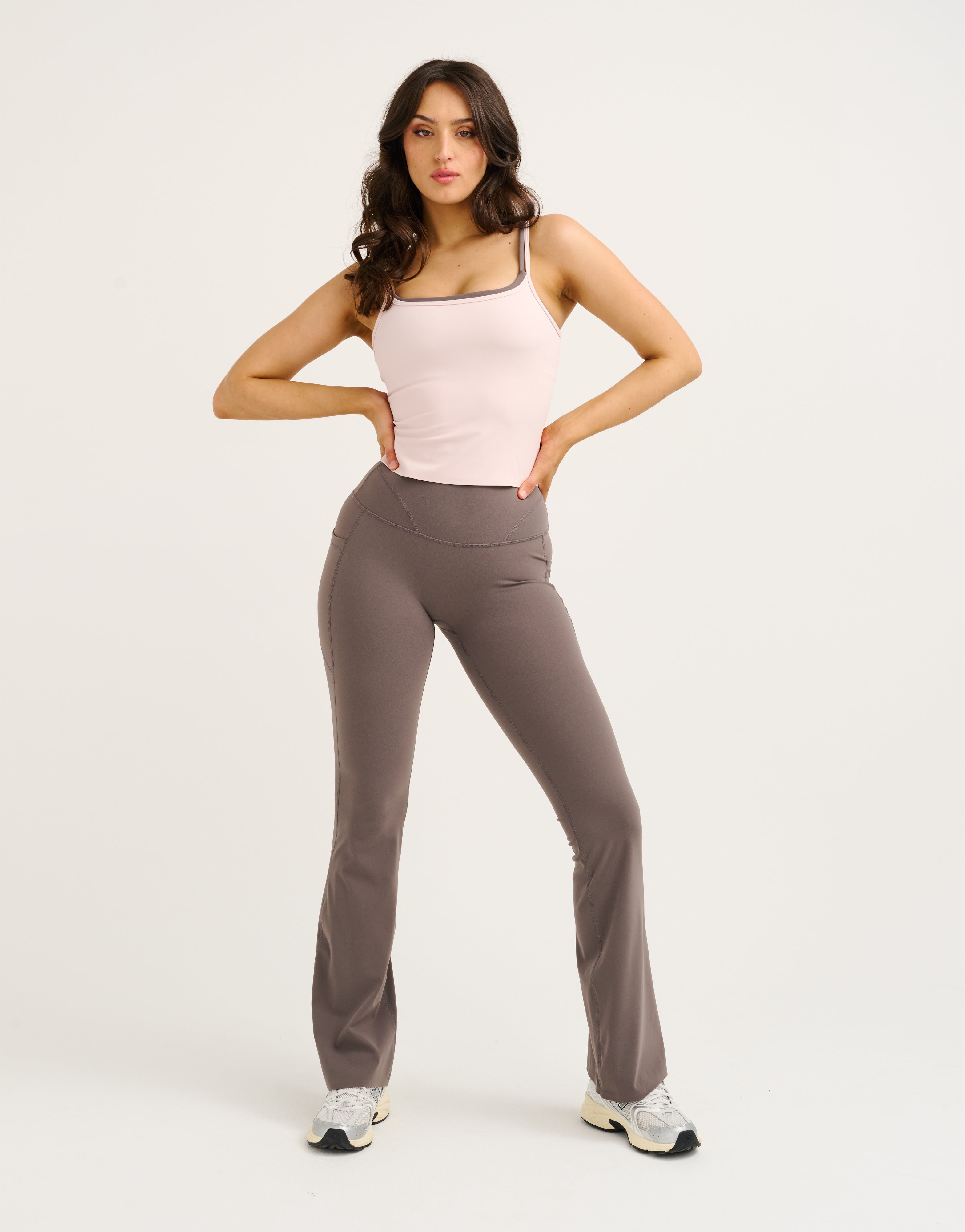 Lycra Invisible Scrunch Pocket Flare Leggings - Slate Grey