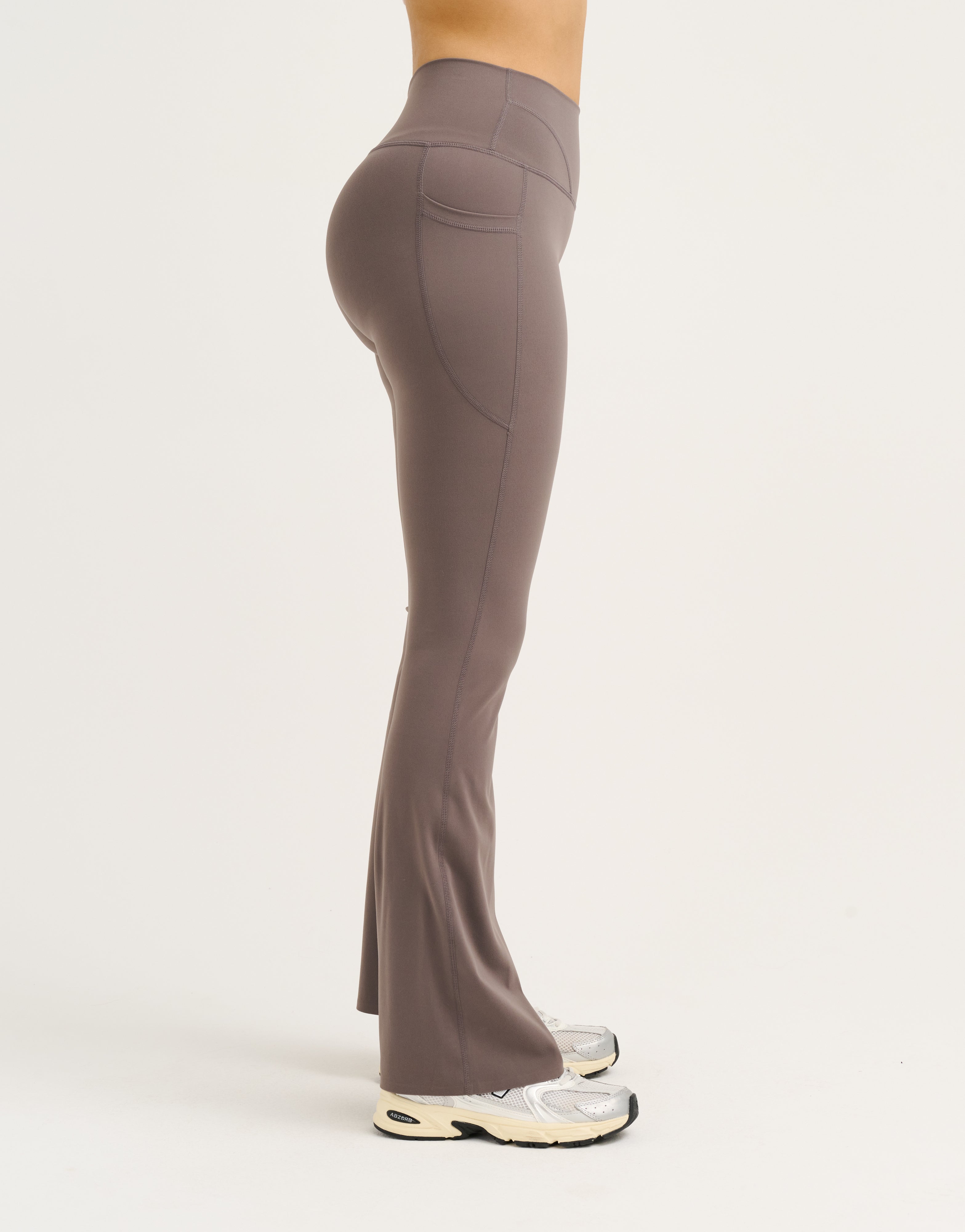 Lycra Invisible Scrunch Pocket Flare Leggings - Slate Grey