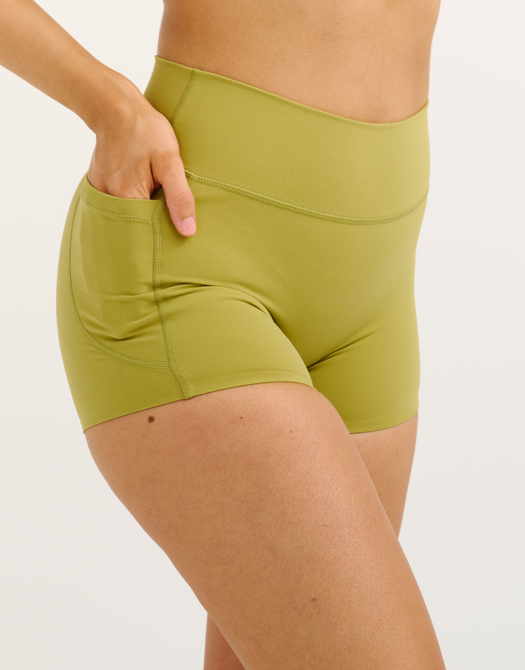 Lycra Invisible Scrunch Pocket Shorts - Olive