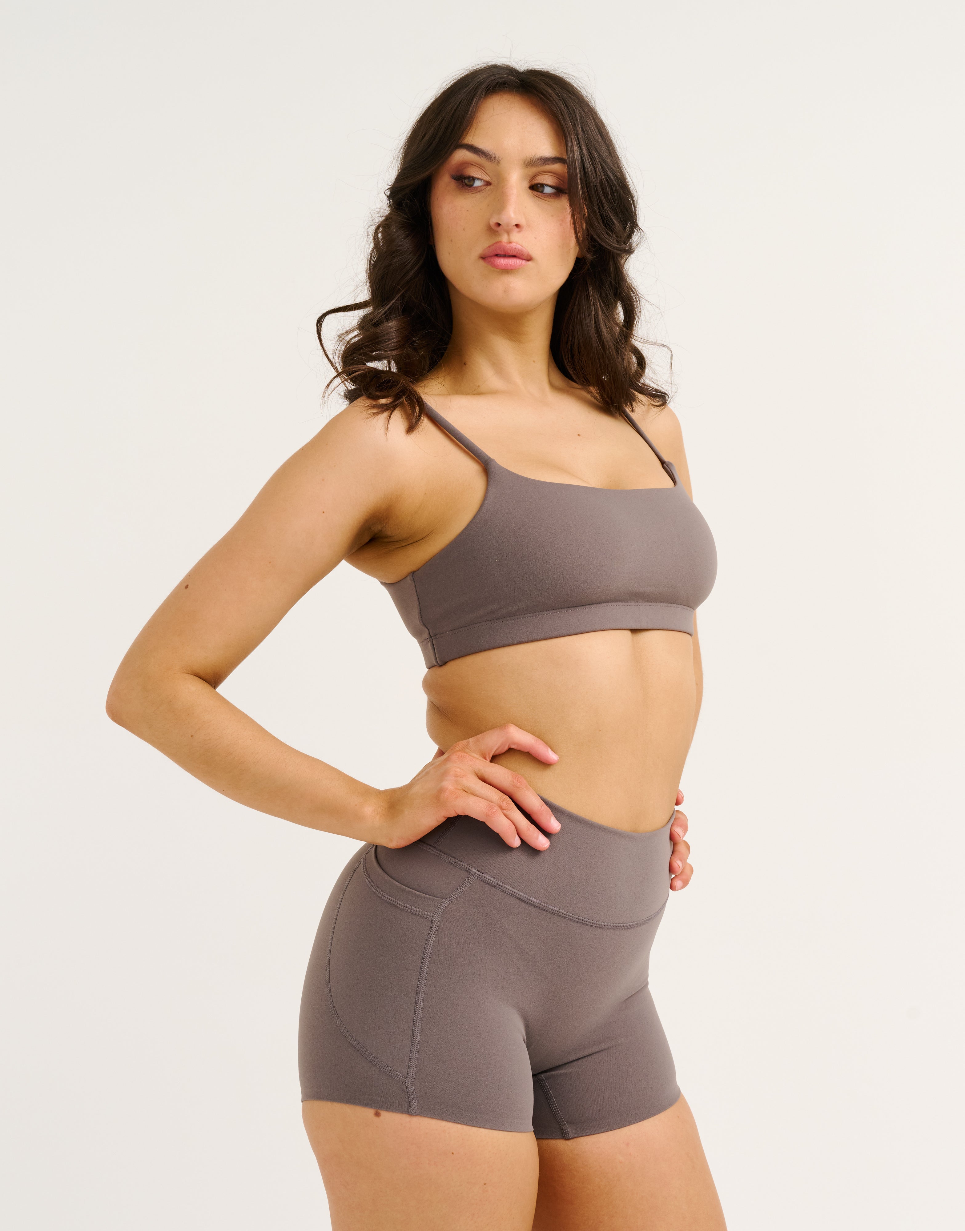 Lycra Invisible Scrunch Pocket Shorts - Slate Grey