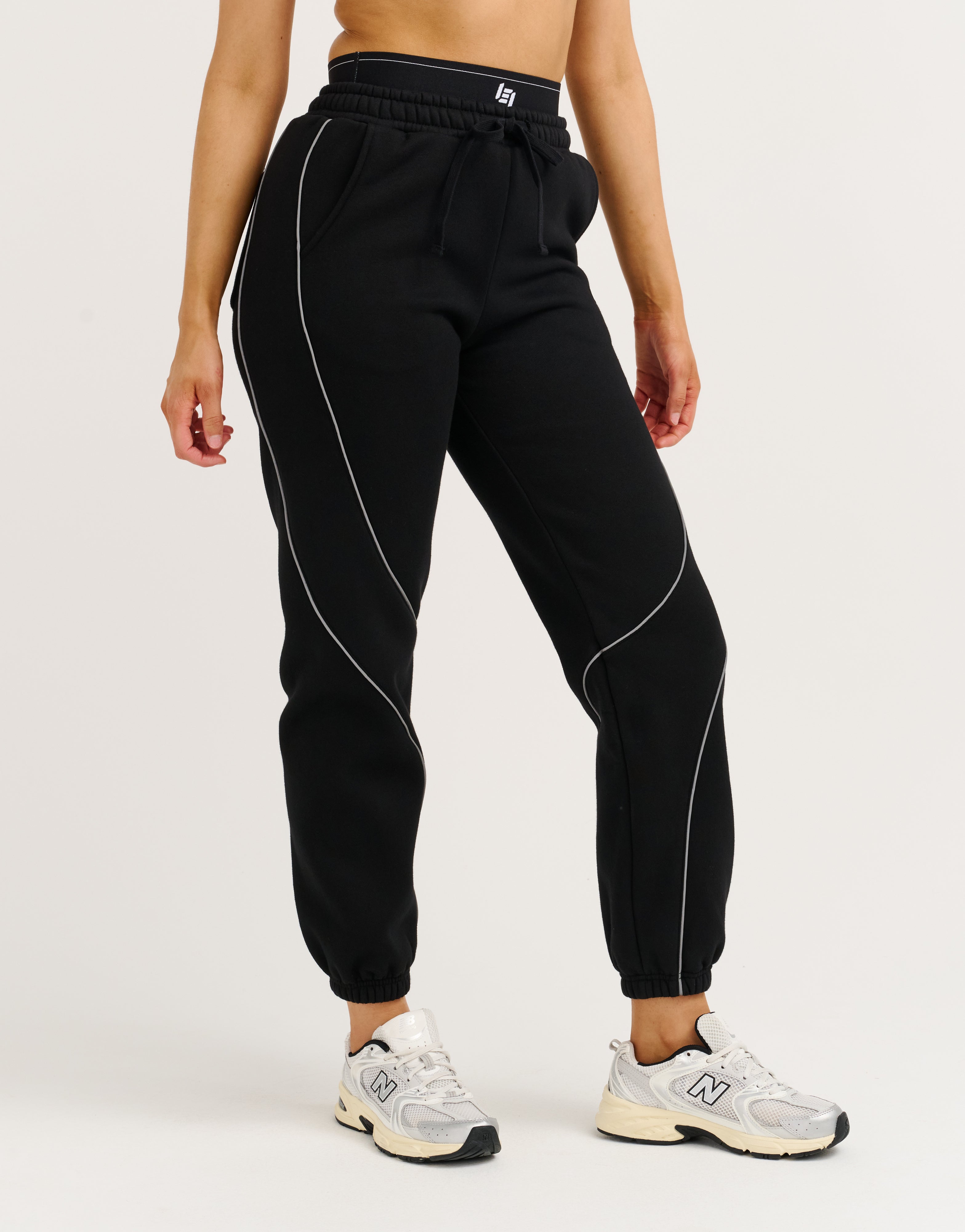 Elemental Layered Jogger Sweatpants - Black/White