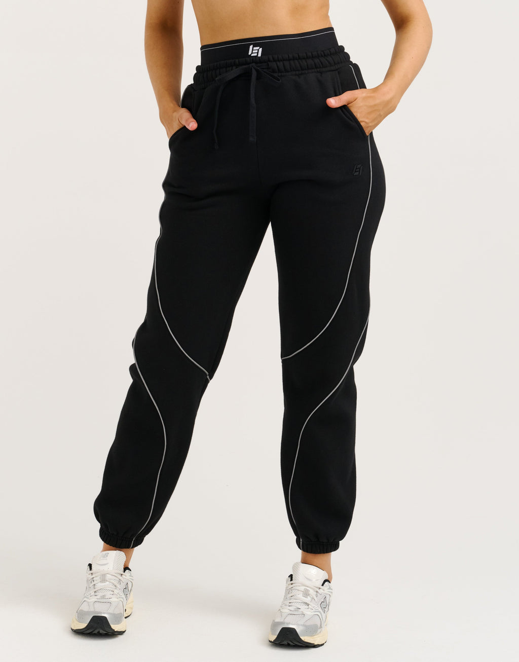 Elemental Layered Jogger Sweatpants - Black/White