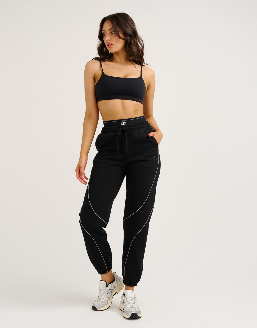 Elemental Layered Jogger Sweatpants - Black/White