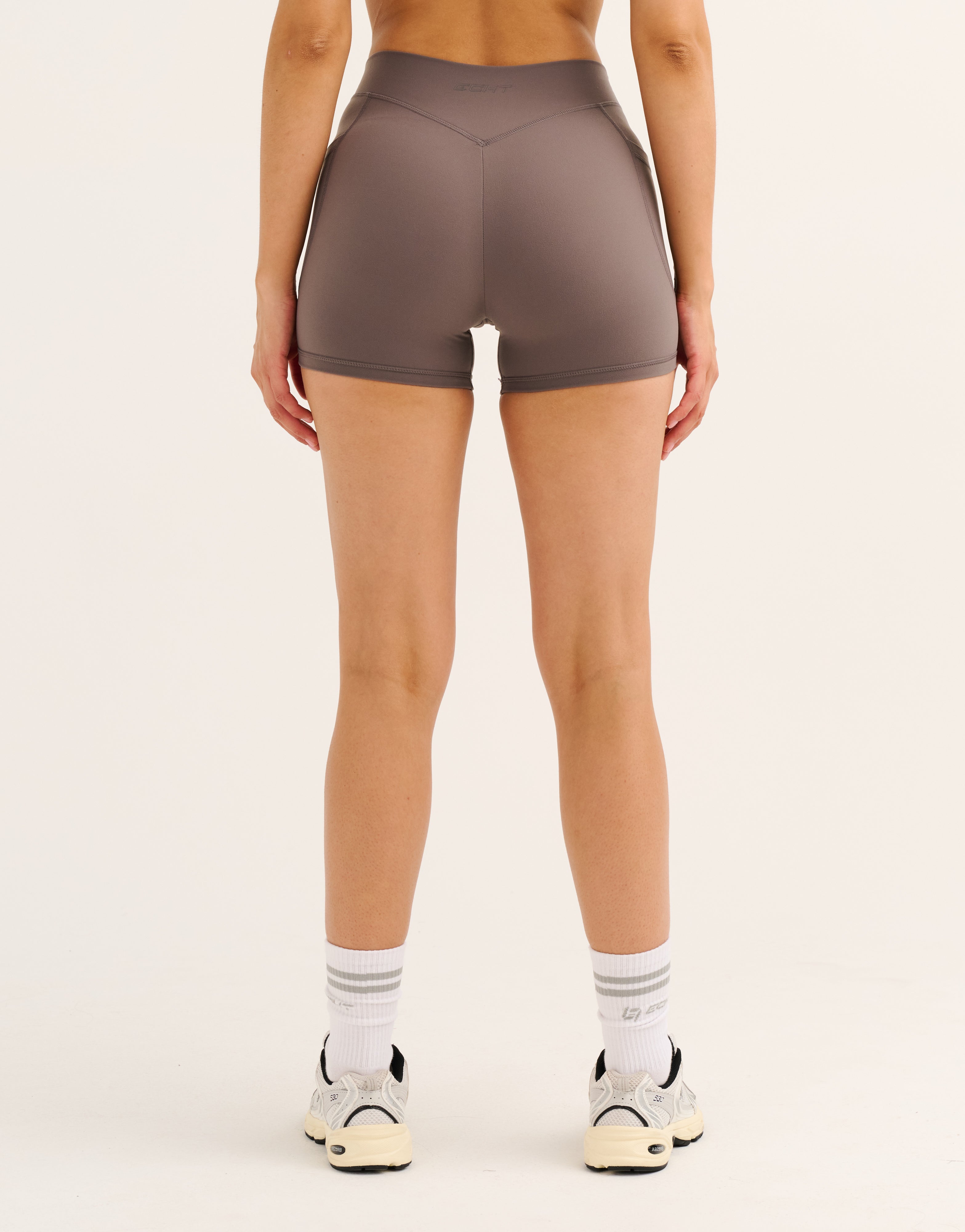 Ascend Pocket Mid-Waist Shorts 4" - Slate Grey