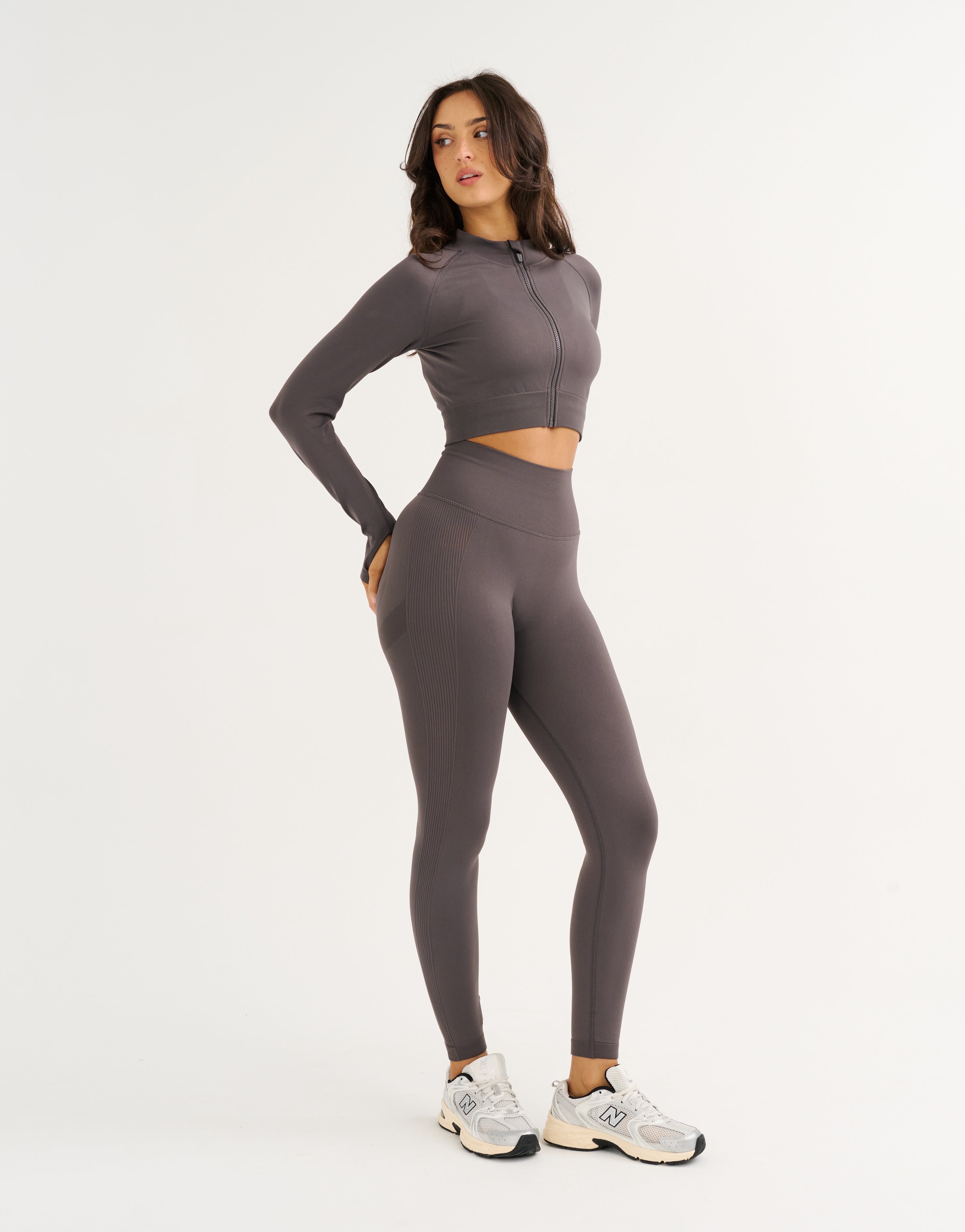 Arise Essential Zip-Up Long Sleeve - Slate Grey