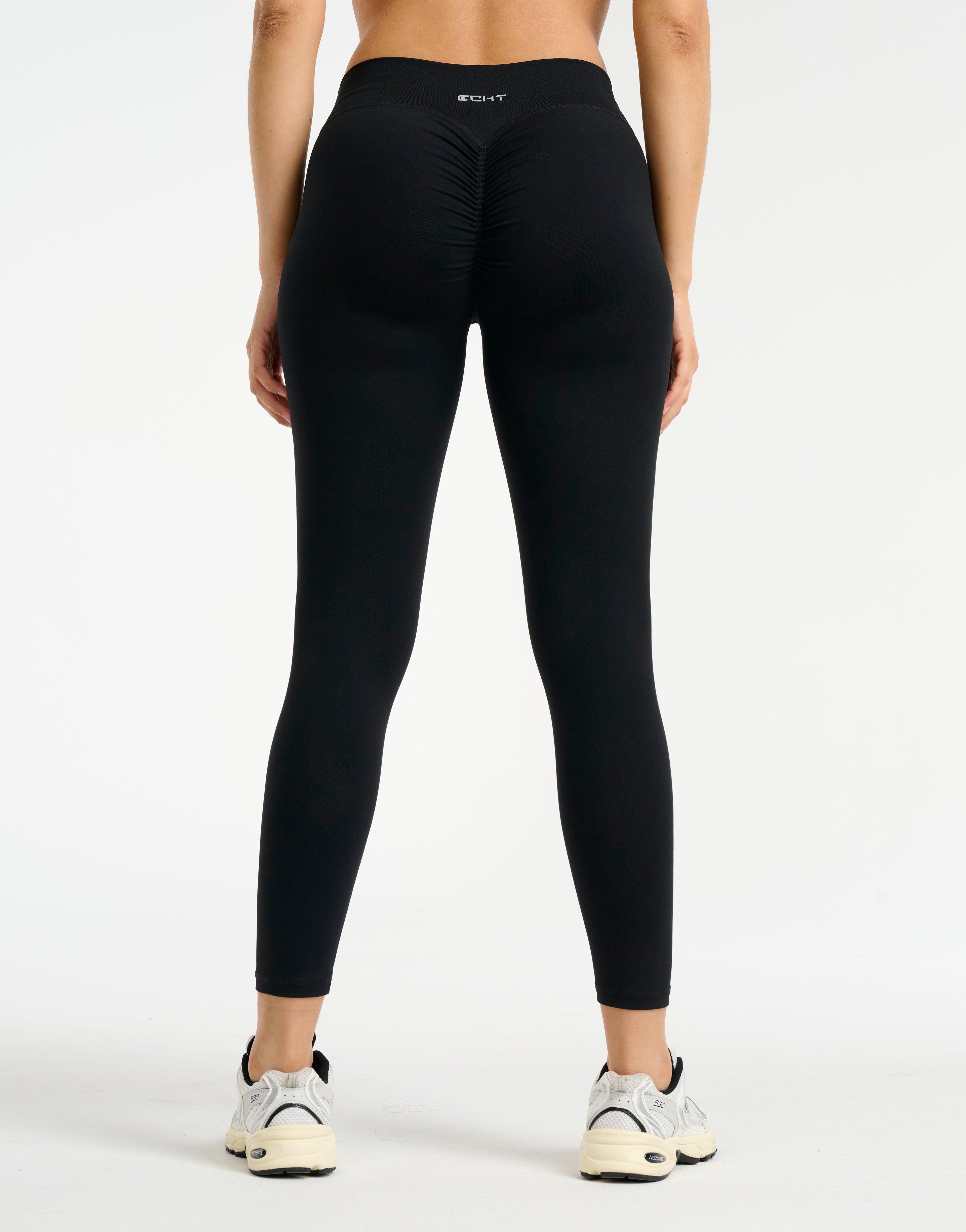 Force Scrunch Mid-Waist Leggings (Minimal Logo) - Black