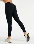 Force Scrunch Mid-Waist Leggings (Minimal Logo) - Black